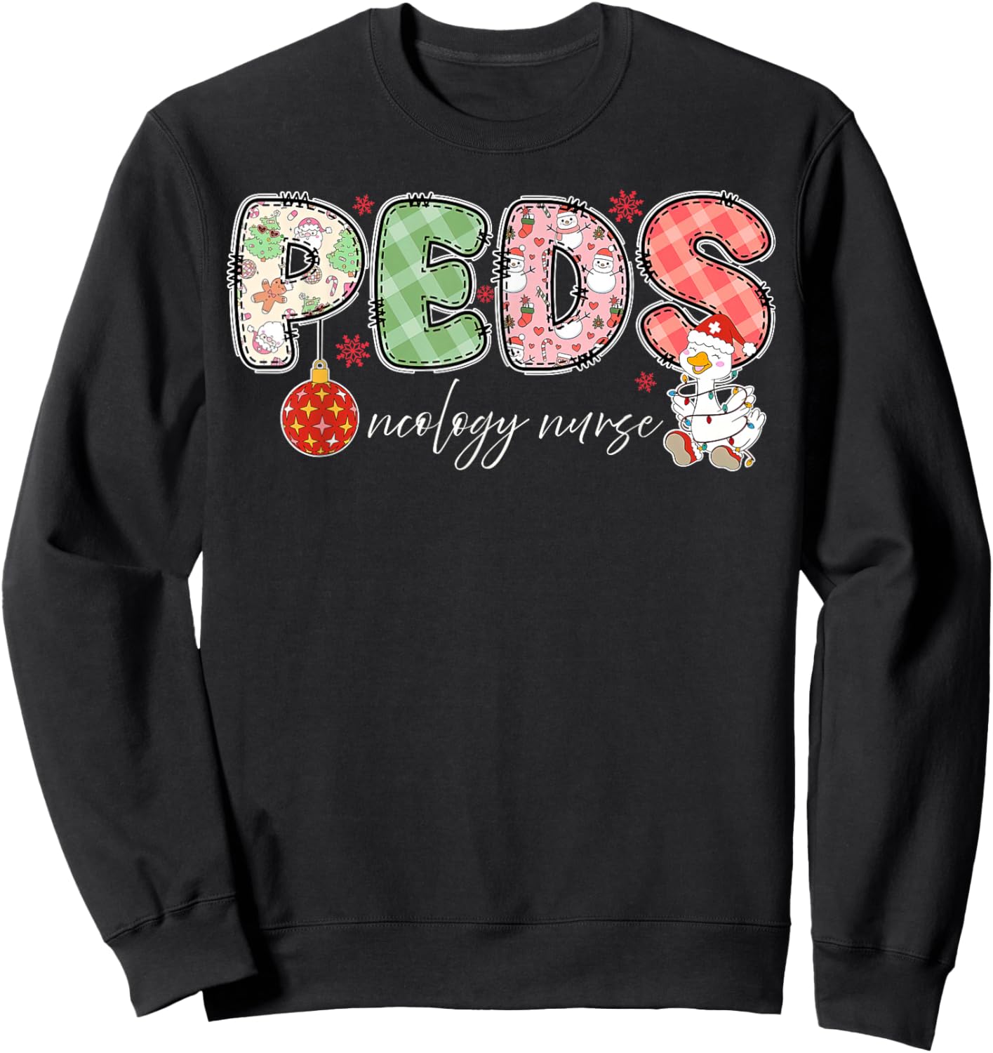 PEDS Oncology Nurse Silly Goose Christmas Pediatric Hem Onc Sweatshirt - Sweatshirt | Black