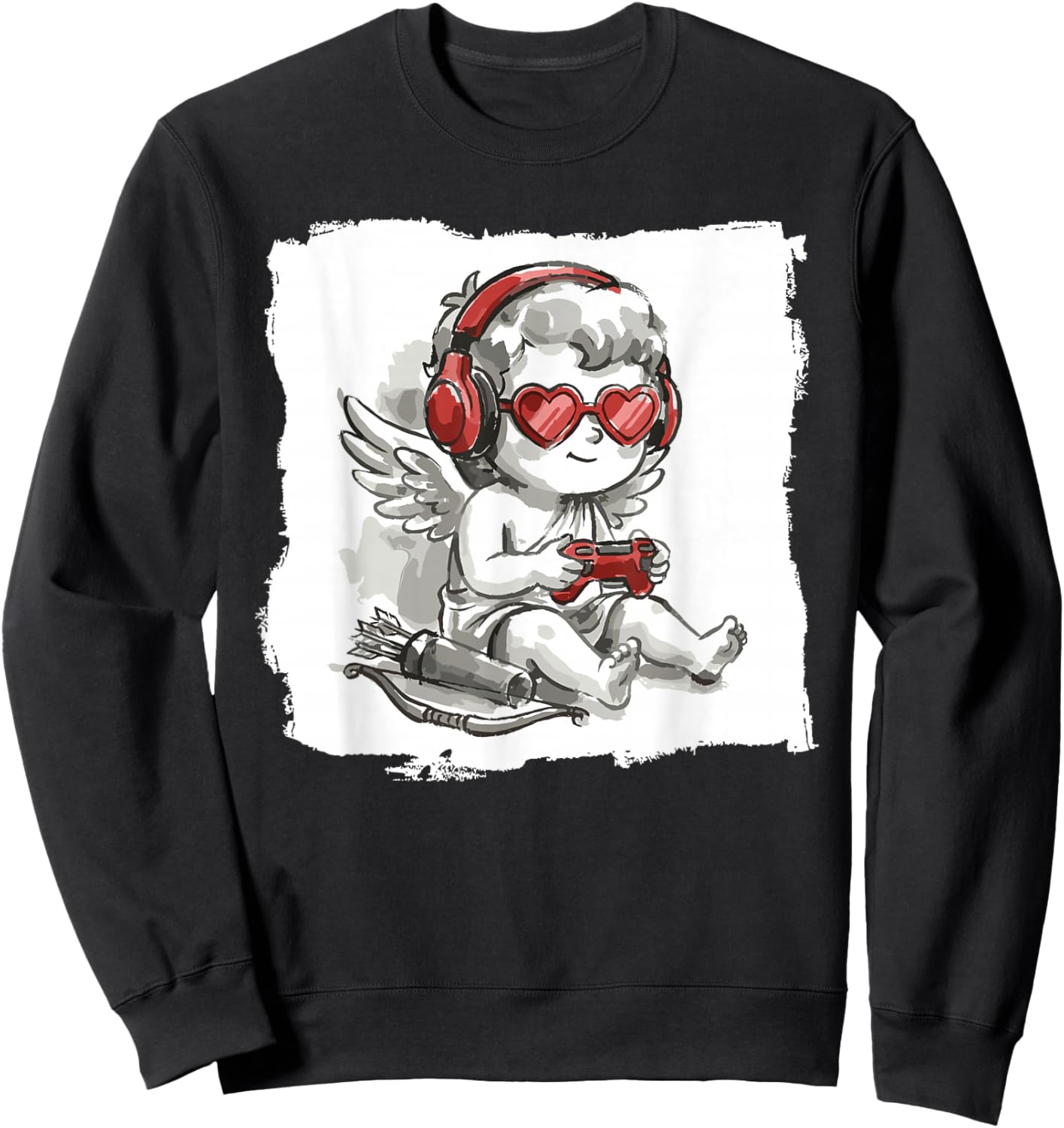 Video Games Cupid Gamer Funny St. Valentine's Day Sweatshirt - Sweatshirt | Black