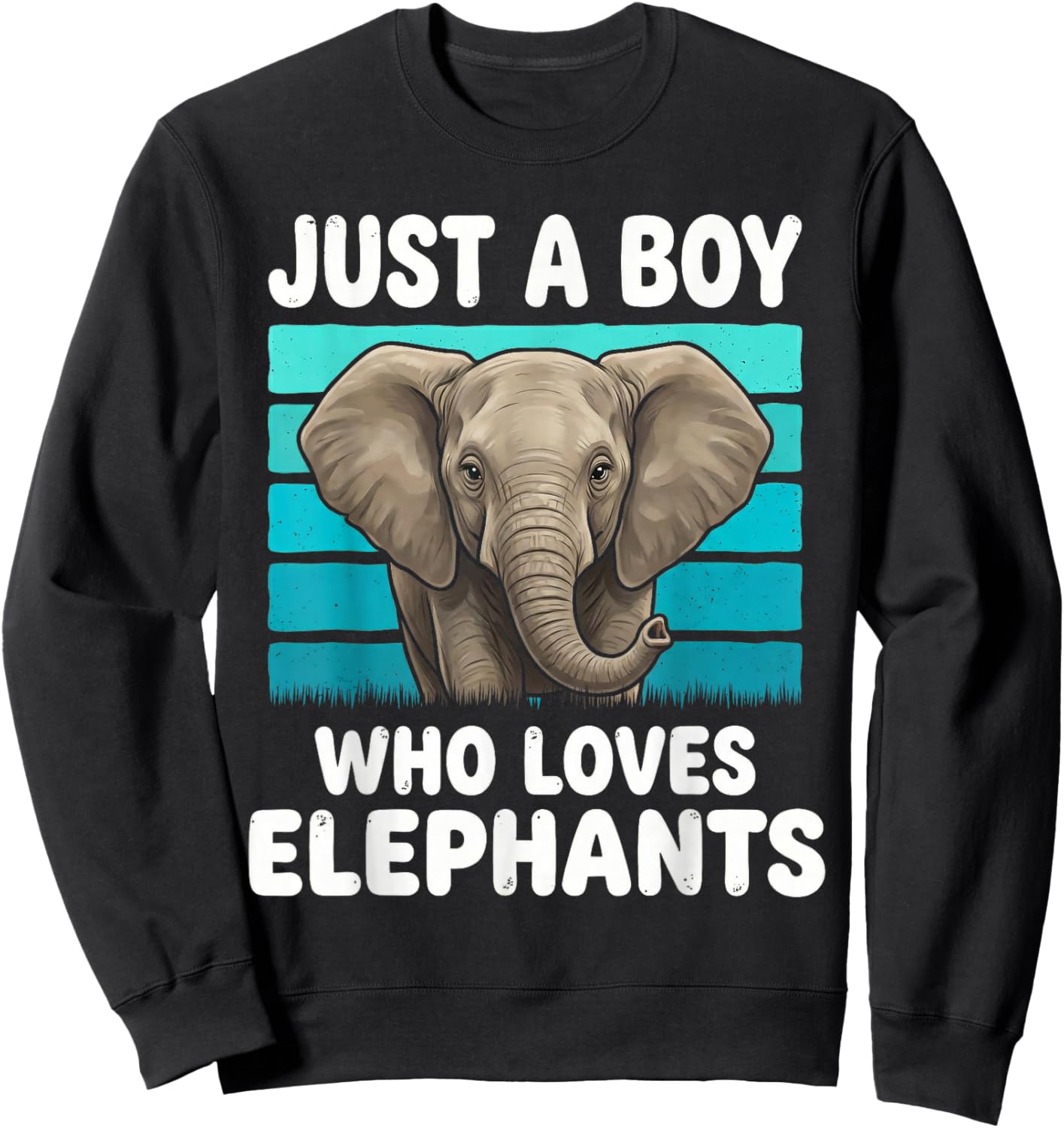 Just a Boy Who Loves Elephants Funny Elephant Lover Kid Boys Sweatshirt - Sweatshirt | Black