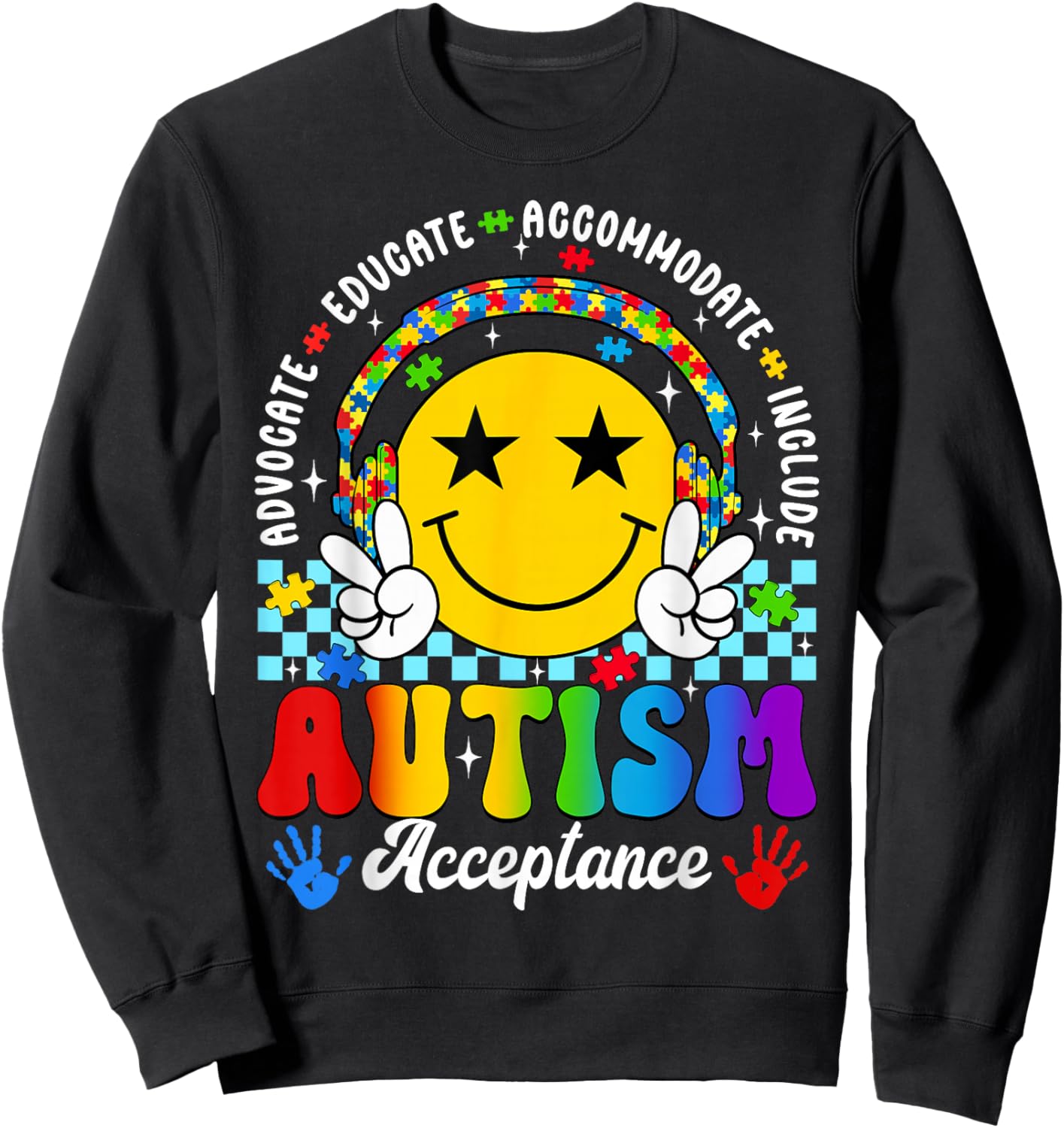 Autism Awareness Acceptance Special Education Teacher Kids Sweatshirt - Sweatshirt | Black