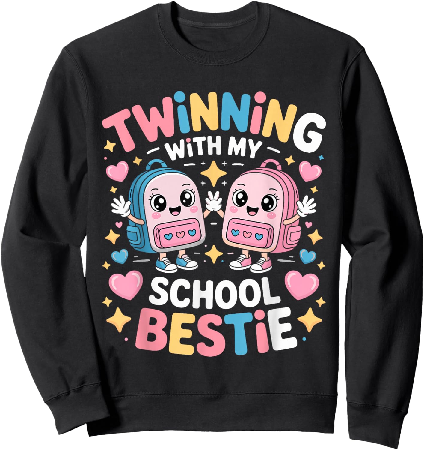 Twinning with My School Bestie Cute Matching Friend Twin Day Sweatshirt - Sweatshirt | Black