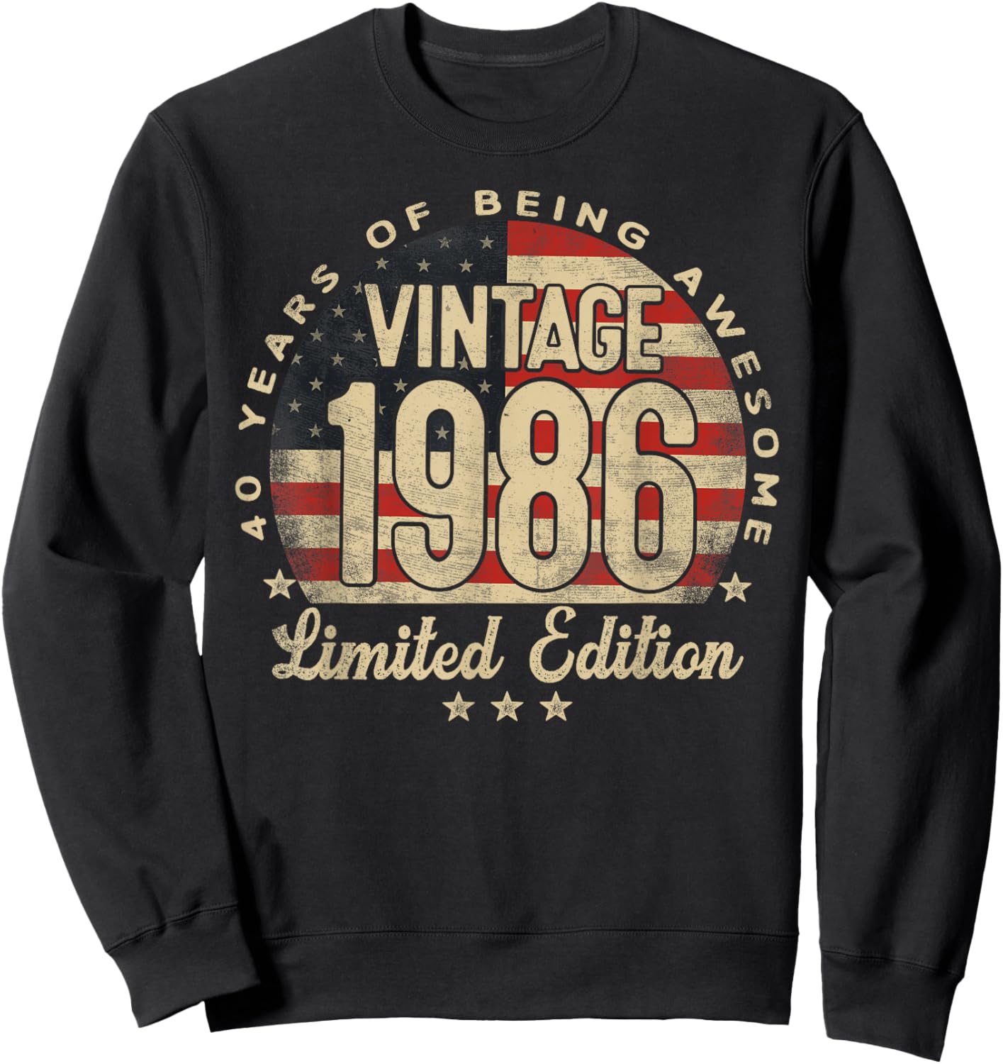 Vintage 1986 Limited Edition USA Flag 40-Year-Old Age 40 Sweatshirt - Sweatshirt | Black