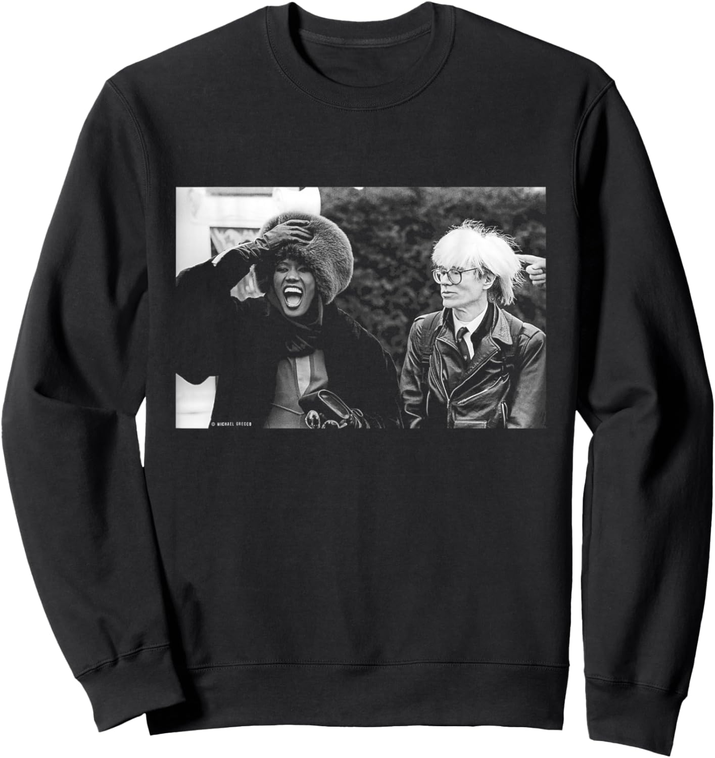 Singer Model Grace Jones with Andy Warhol by Michael Grecco Sweatshirt - Sweatshirt | Black
