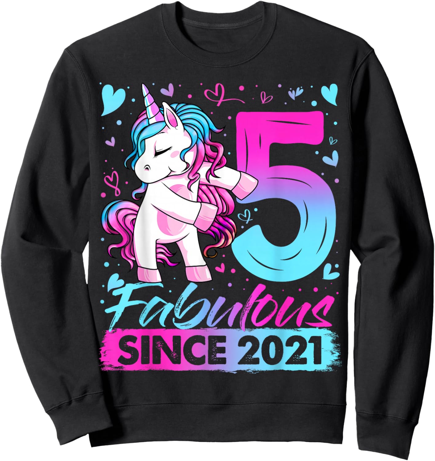 5th Birthday Shirt Girl 5 Year Old Gifts 5 Birthday Girl Sweatshirt - Sweatshirt | Black