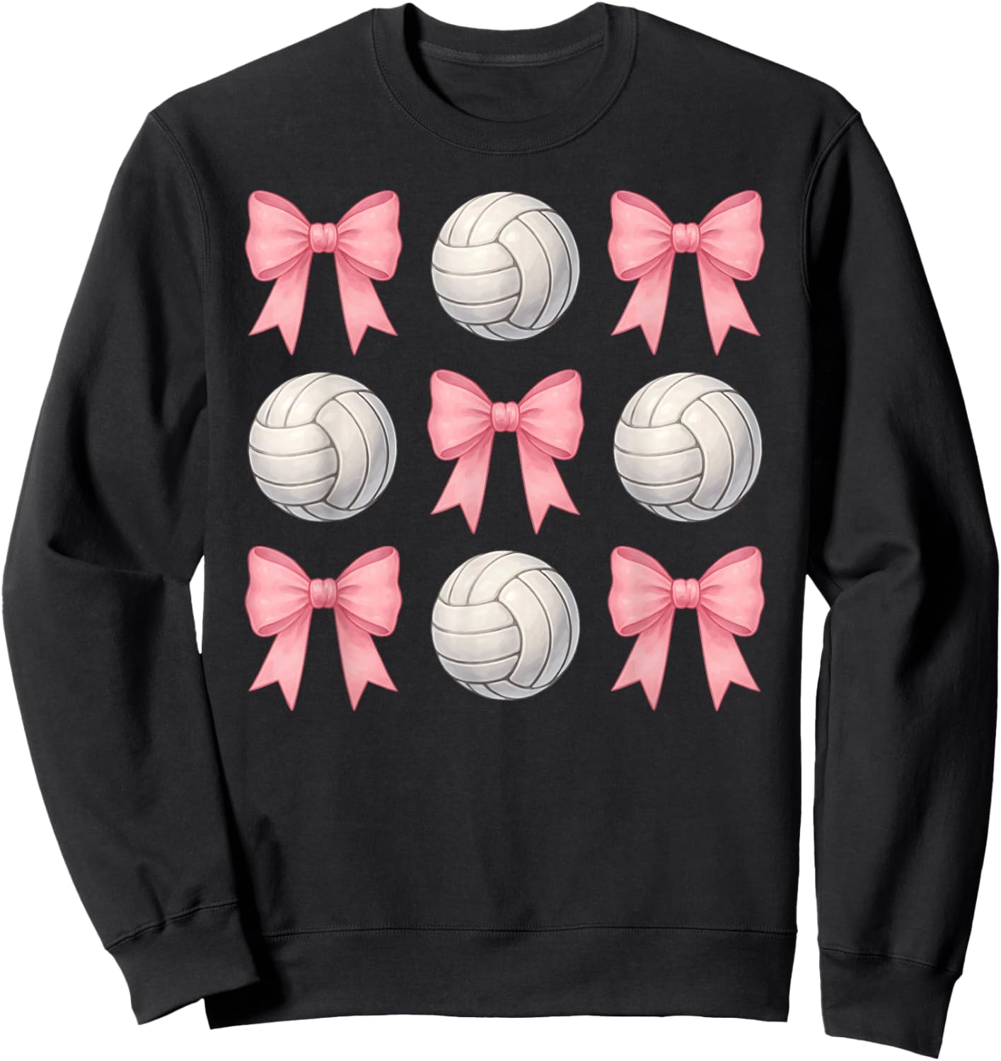 Volleyball Coquette Bows Cute Girls Teen Pink Volleyball Sweatshirt - Sweatshirt | Black