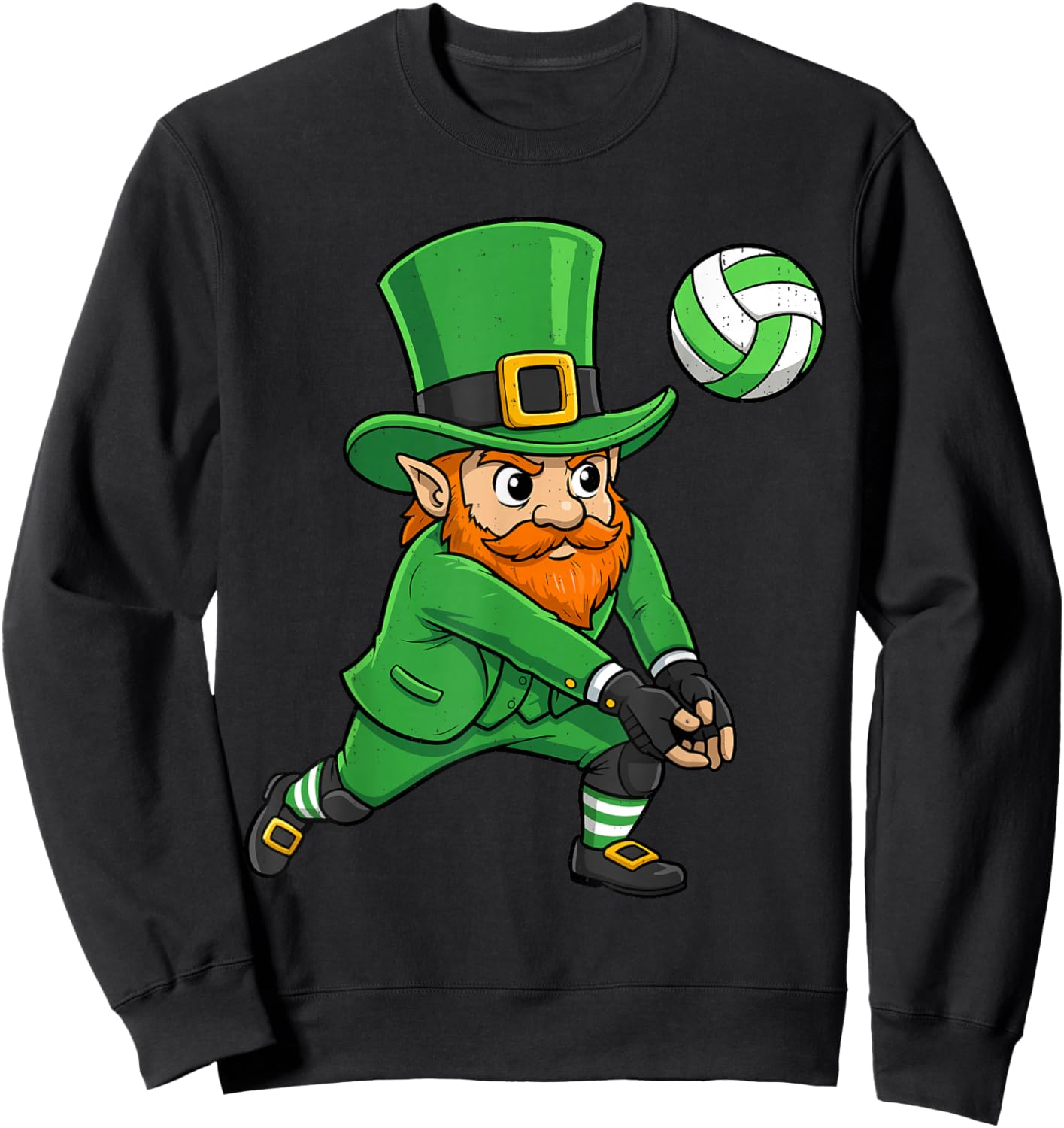 Leprechaun Volleyball Green St Patricks Day Sport Boy Kids Sweatshirt - Sweatshirt | Black