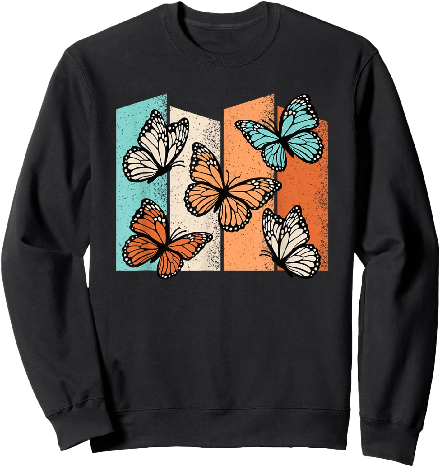 Retro Butterflies Vintage Butterfly Lover Men Women Sweatshirt - Sweatshirt | Black