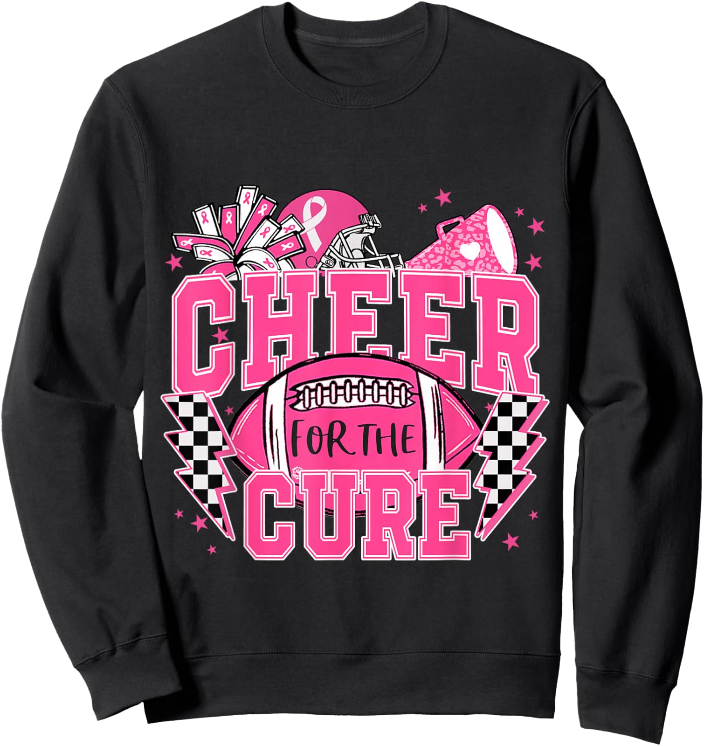 Cheer for The Cure Breast Cancer Awareness Cheerleader Sweatshirt - Sweatshirt | Black