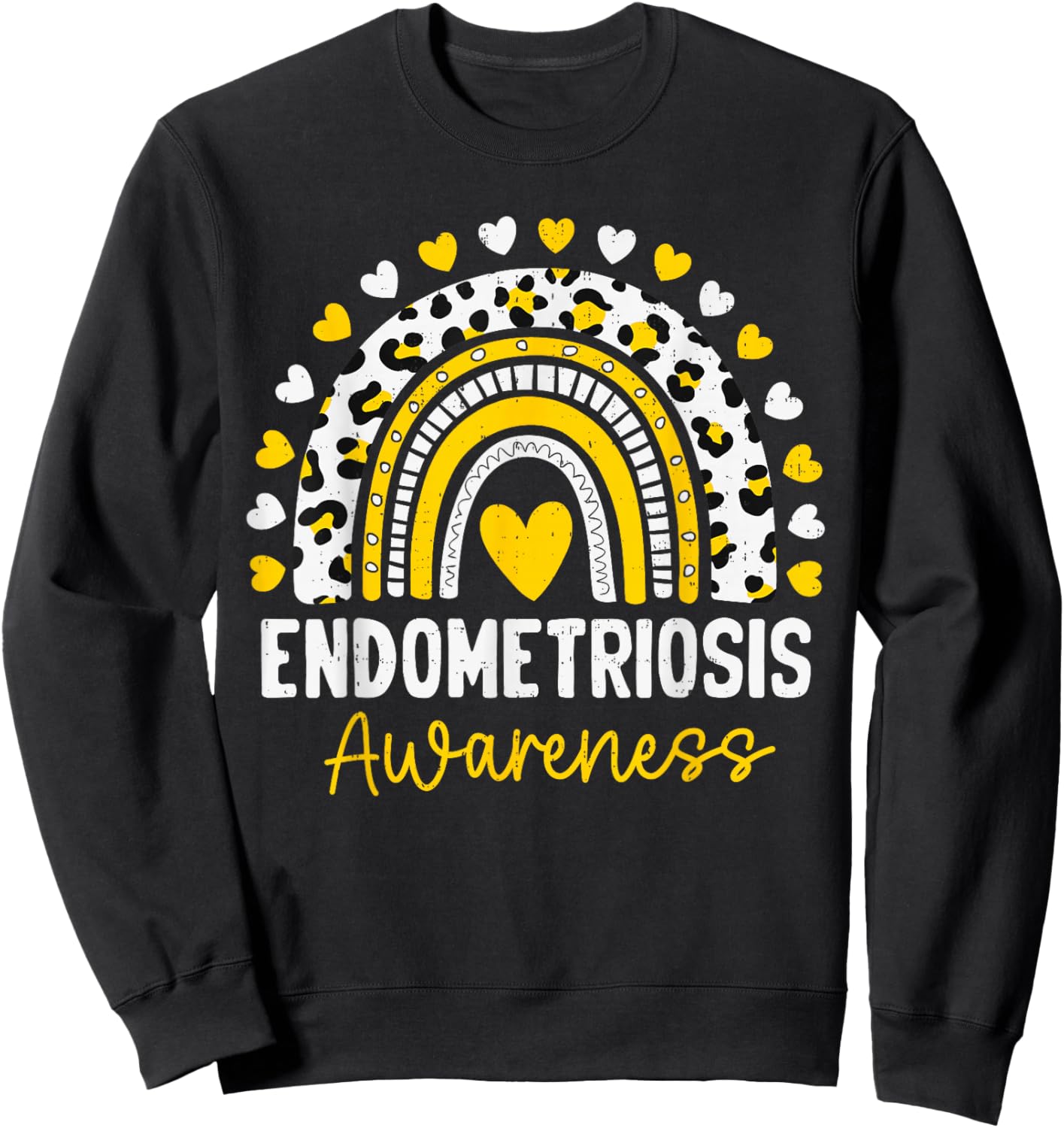Endometriosis Awareness Rainbow Yellow Ribbon Endo Support Sweatshirt - Sweatshirt | Black
