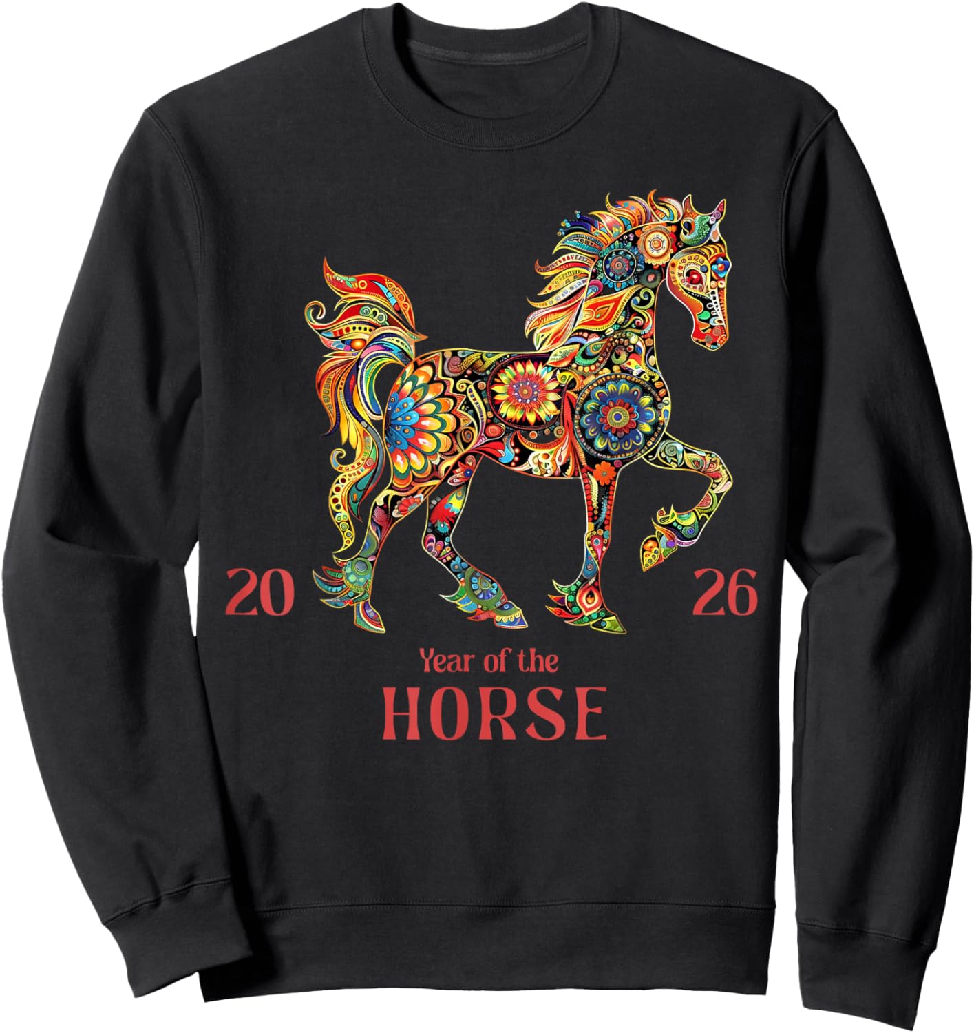 Year of The Horse 2026, Happy Lunar Chinese New Year 2026 Sweatshirt - Sweatshirt | Black