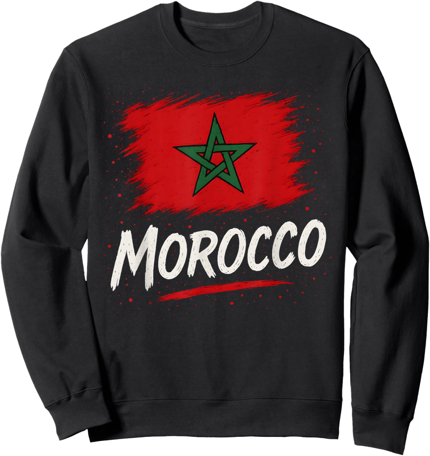 Morocco Moroccan Flag Sweatshirt - Sweatshirt | Black