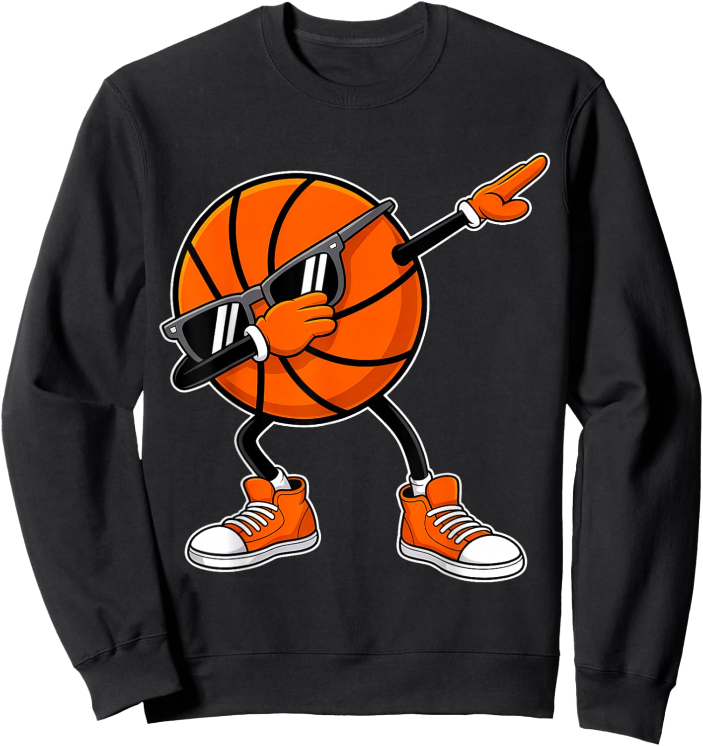 Dabbing Basketball Ball with Sunglasses Funny Game Sweatshirt - Sweatshirt | Black