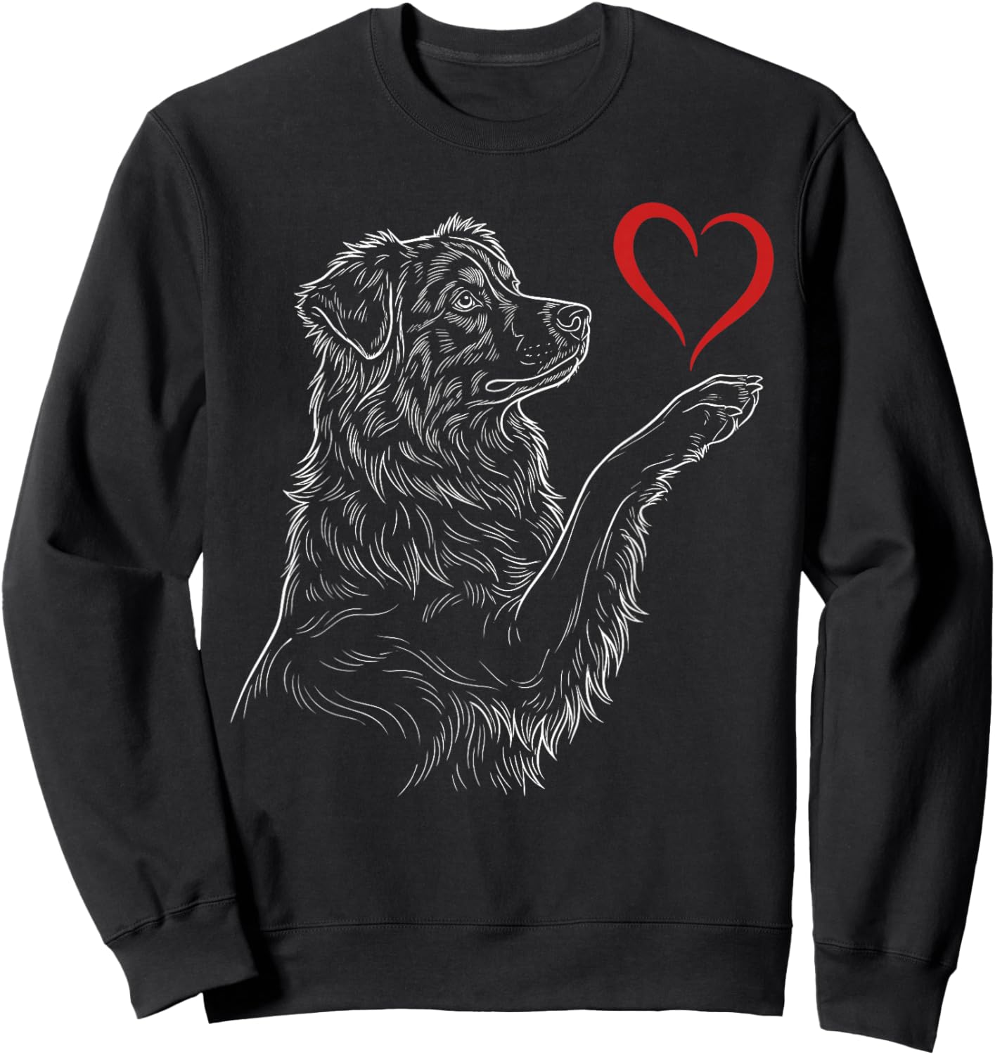 Australian Shepherd Lover Dog Holding Heart Valentines Sweatshirt - Sweatshirt | Black