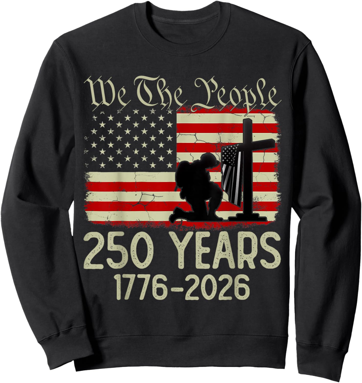 Flag Vintage 250 Years American 1776 2026 250th USA Birthday Sweatshirt - Sweatshirt | Black