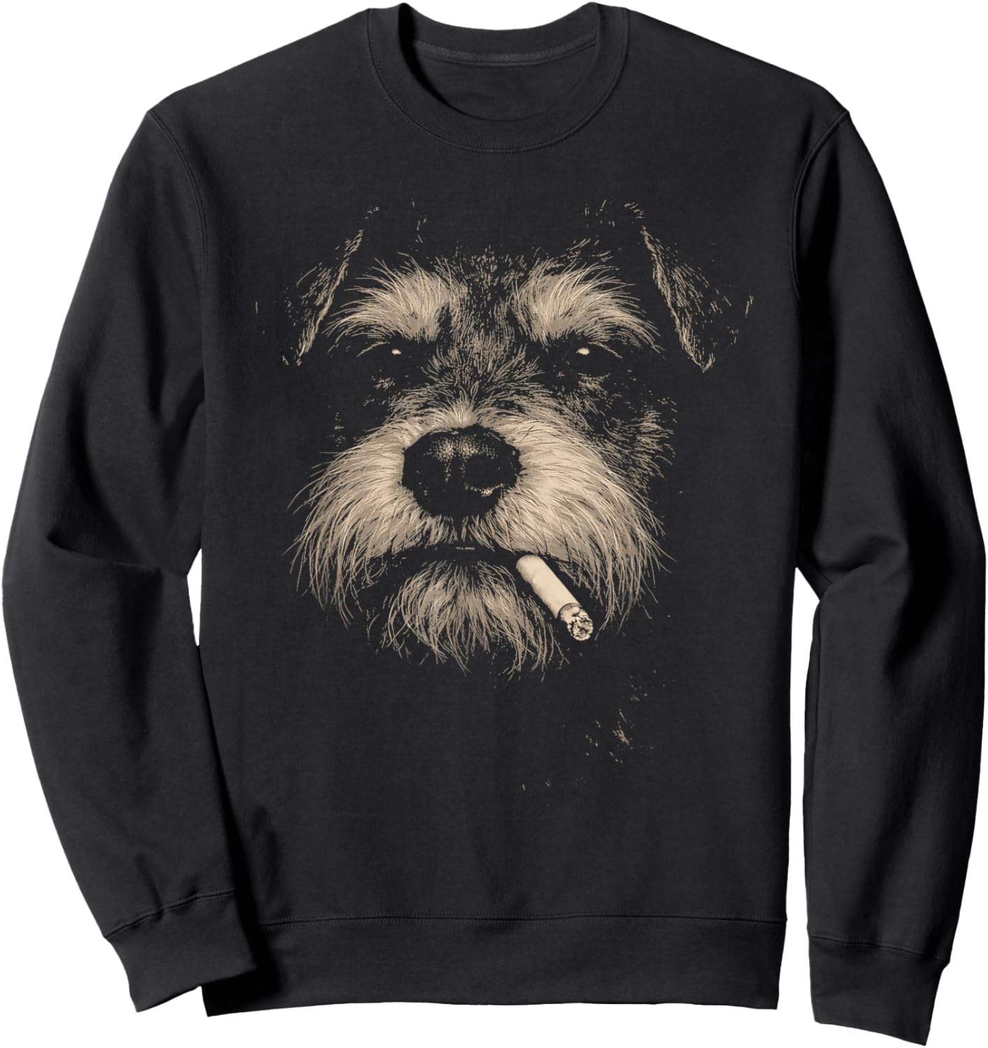 Dog Smoking Cigarette Funny Miniature Schnauzer Meme Sweatshirt - Sweatshirt | Black