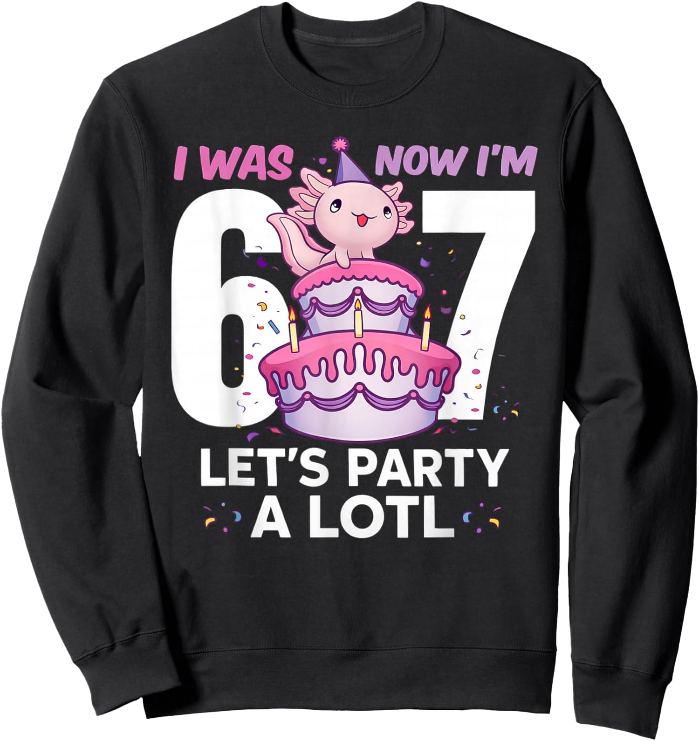 I was Six Now I'm Seven Cute Axolotl 7th Birthday 6 7 Kids Sweatshirt - Sweatshirt | Black