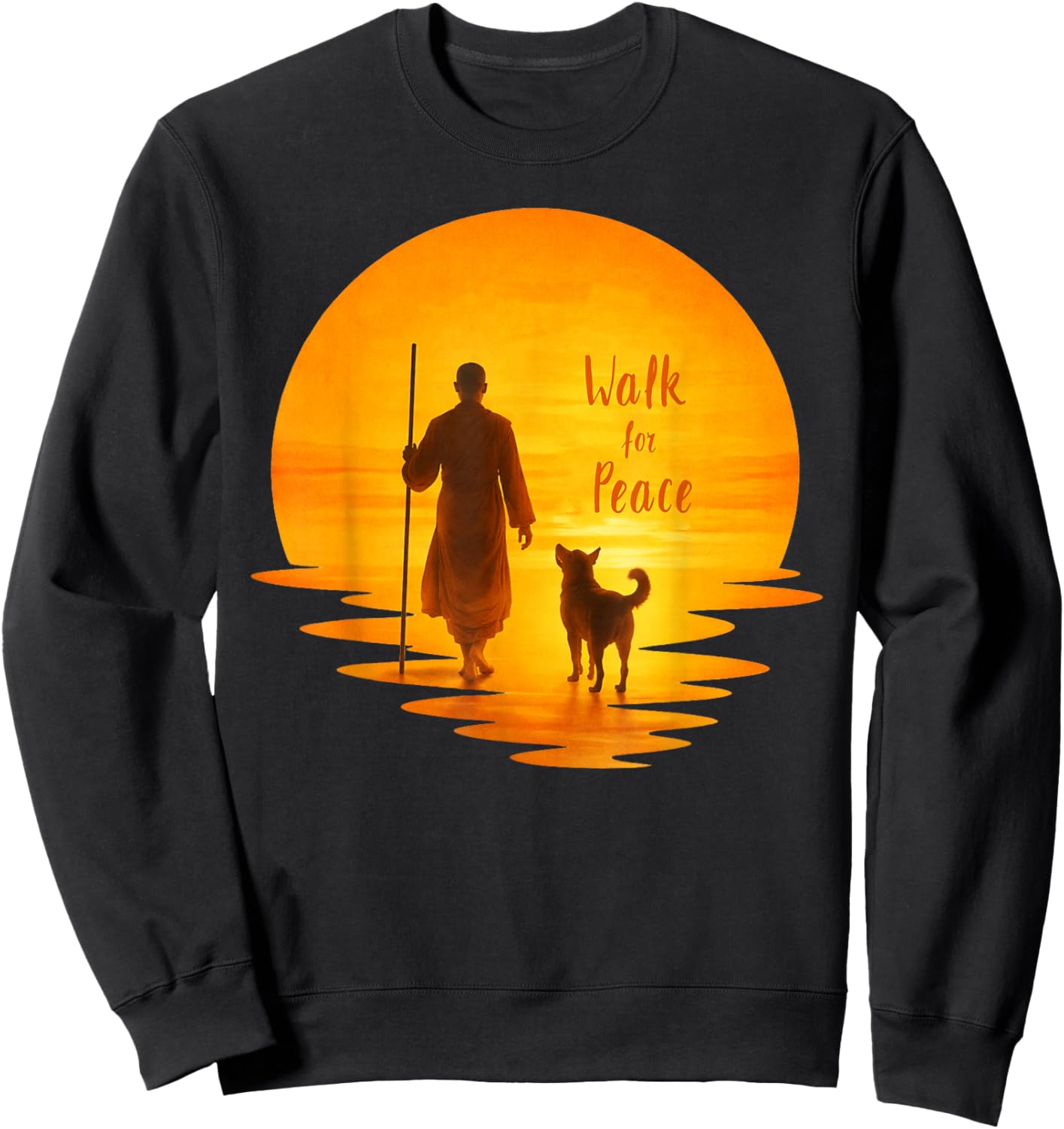 Walk for Peace Monk and Faithful Dog Pilgrimage Art Sweatshirt - Sweatshirt | Black
