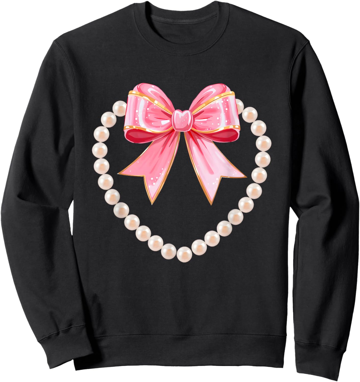 Valentines Day Hearts Coquette Bow Women Girls Boys Sweatshirt - Sweatshirt | Black