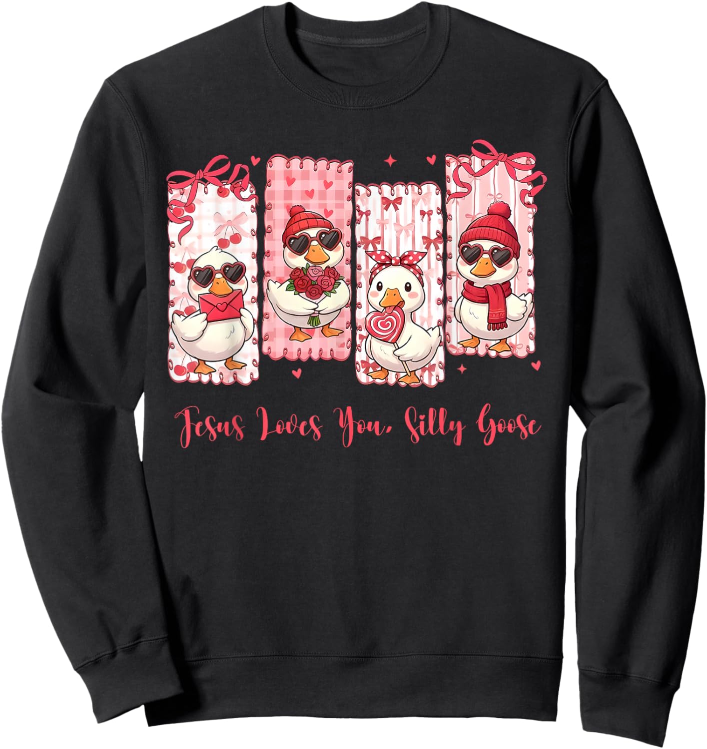 Just A Lovely Goose Cute Silly Goose Valentine's Day Sweatshirt - Sweatshirt | Black