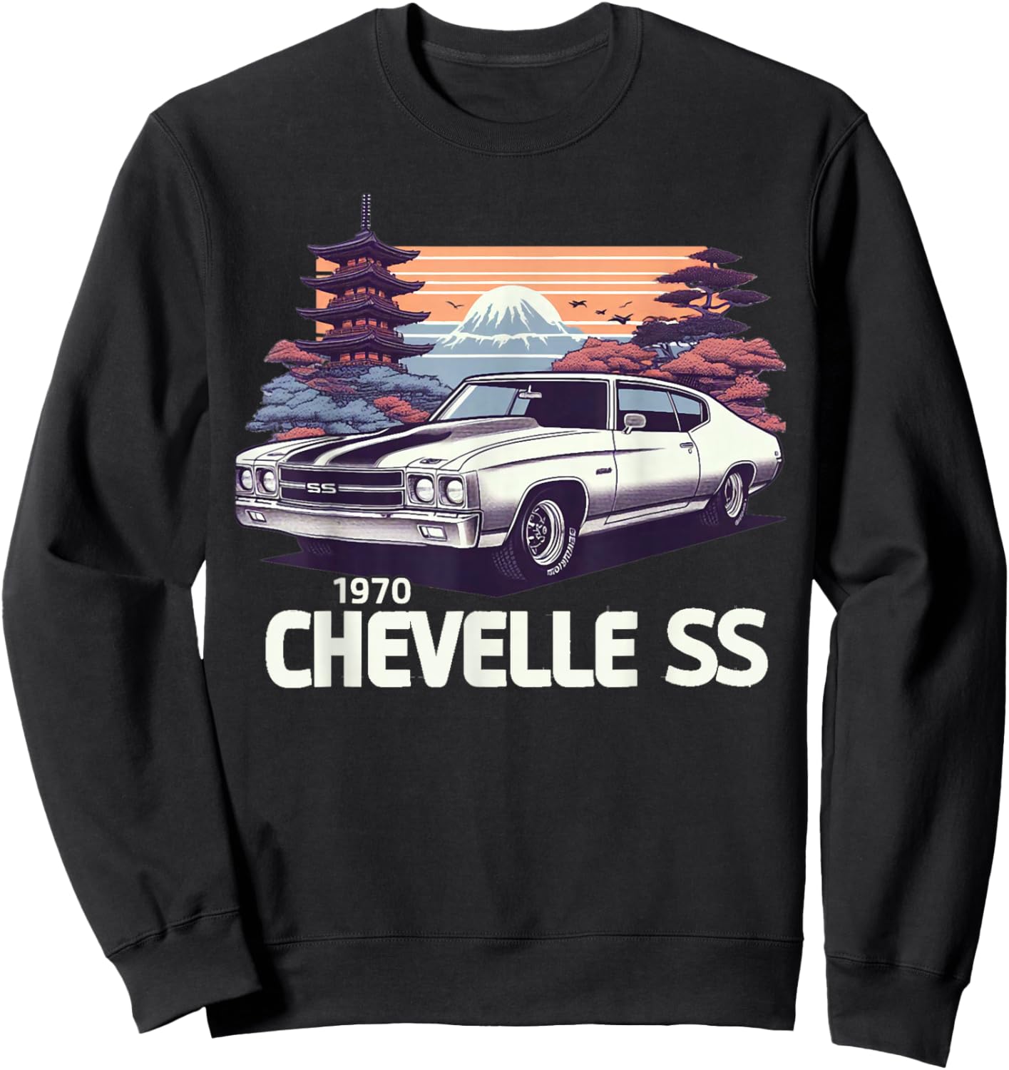 Vintage 1970 Chevelle 70 Classic American Muscle Car Hot Rod Sweatshirt - Sweatshirt | Black
