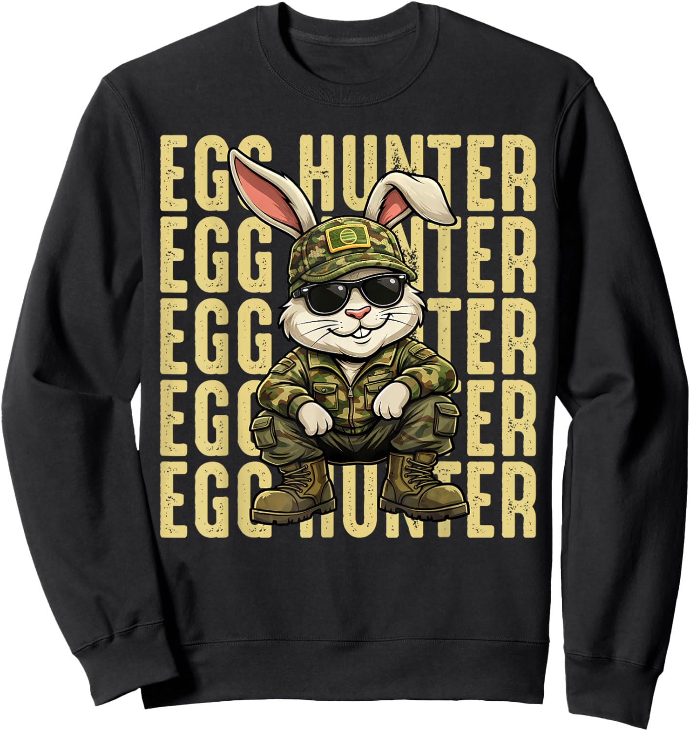 Easter Egg Hunter Camo Hunting Easter Day Sweatshirt - Sweatshirt | Black