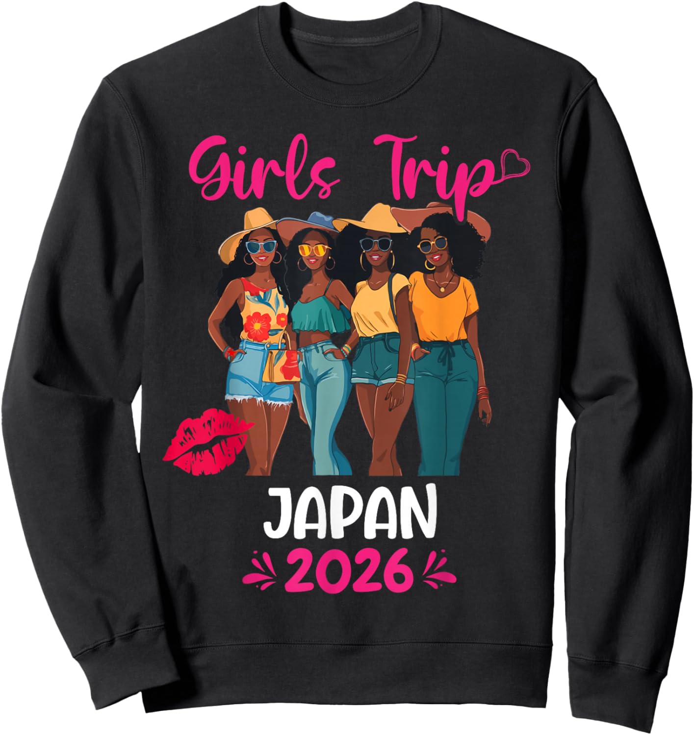 Black Girls Trip Japan 2026 Vacation Matching Sweatshirt - Sweatshirt | Black