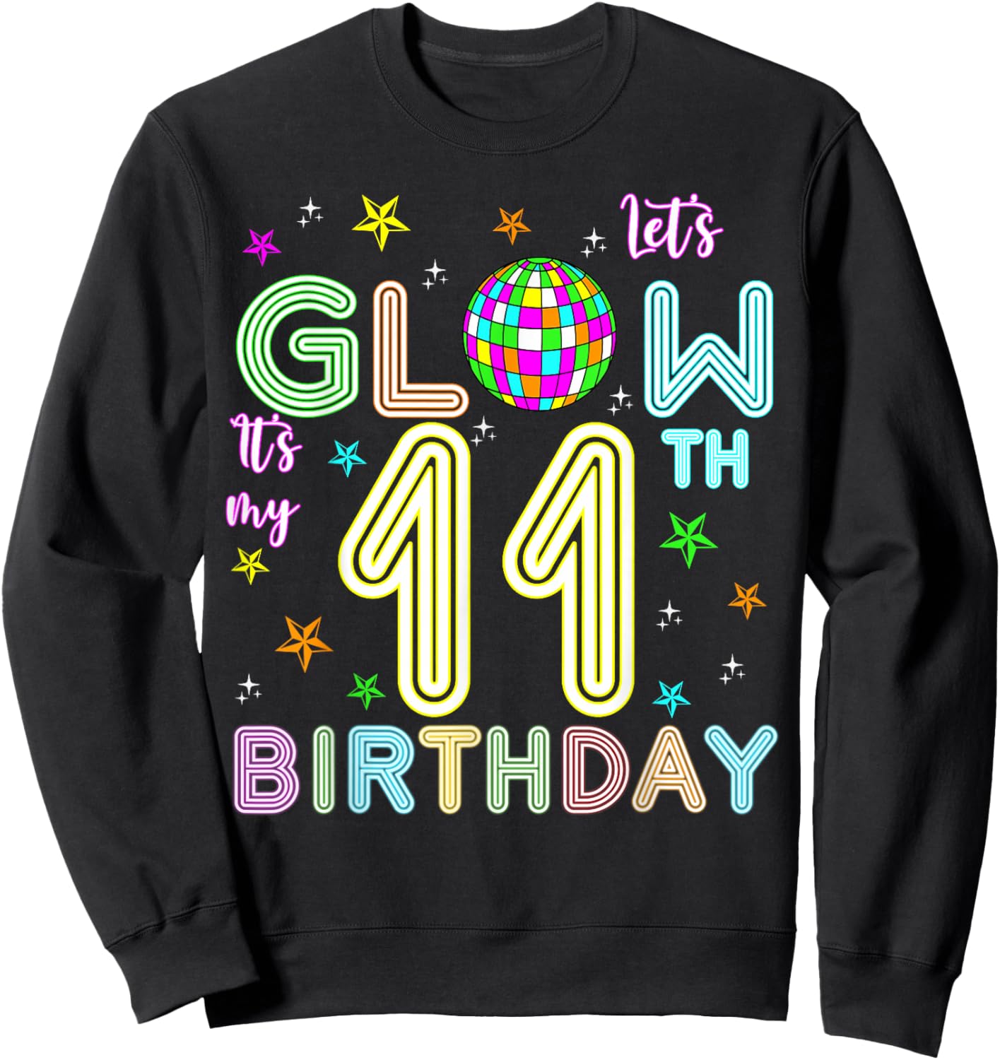 It's My 11th Birthday Glowing 80s 11 Year Old Sweatshirt - Sweatshirt | Black