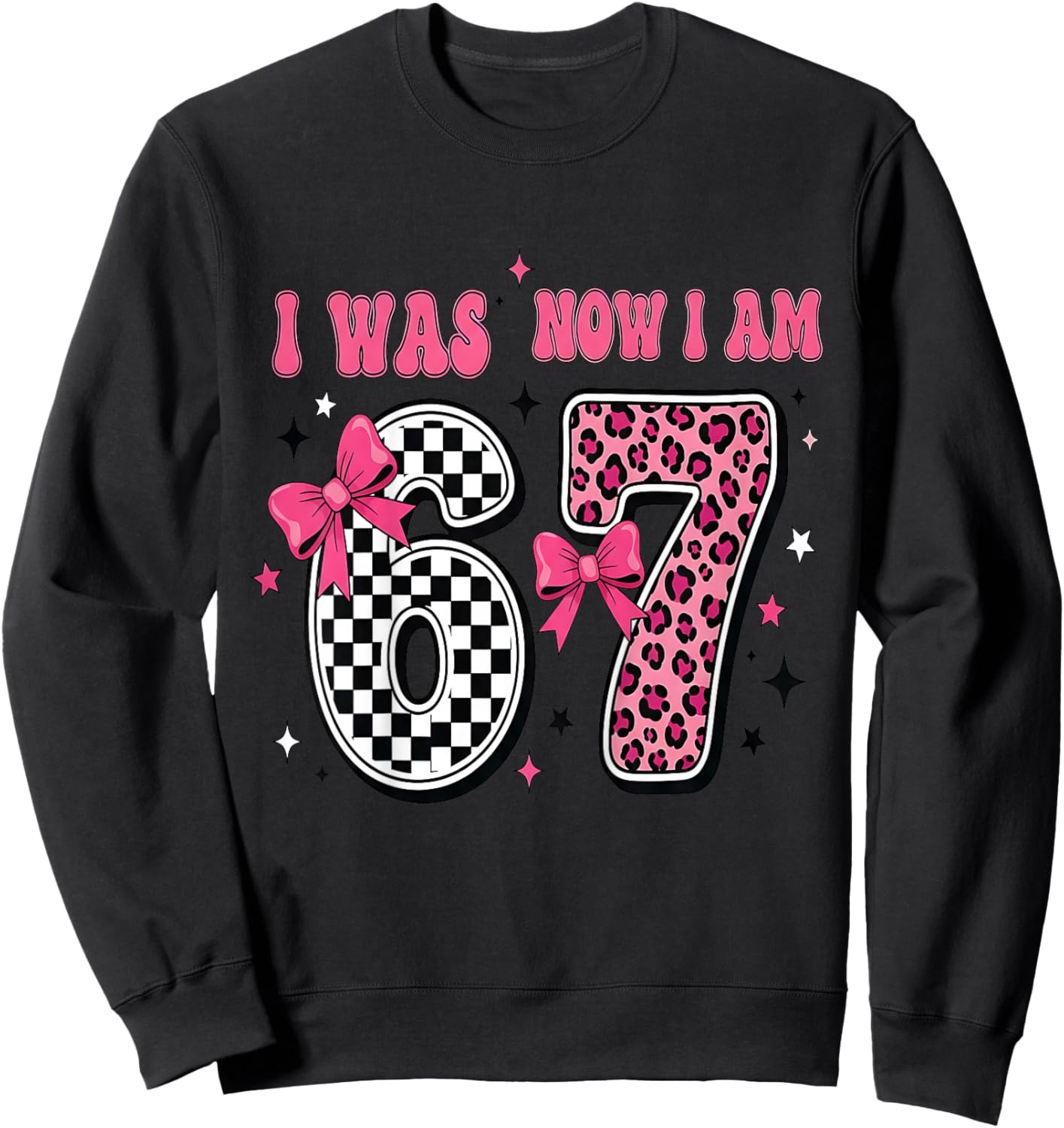 7th Birthday Girl I was 6 Now I'm 7 Years Old Birthday Girl Sweatshirt - Sweatshirt | Black