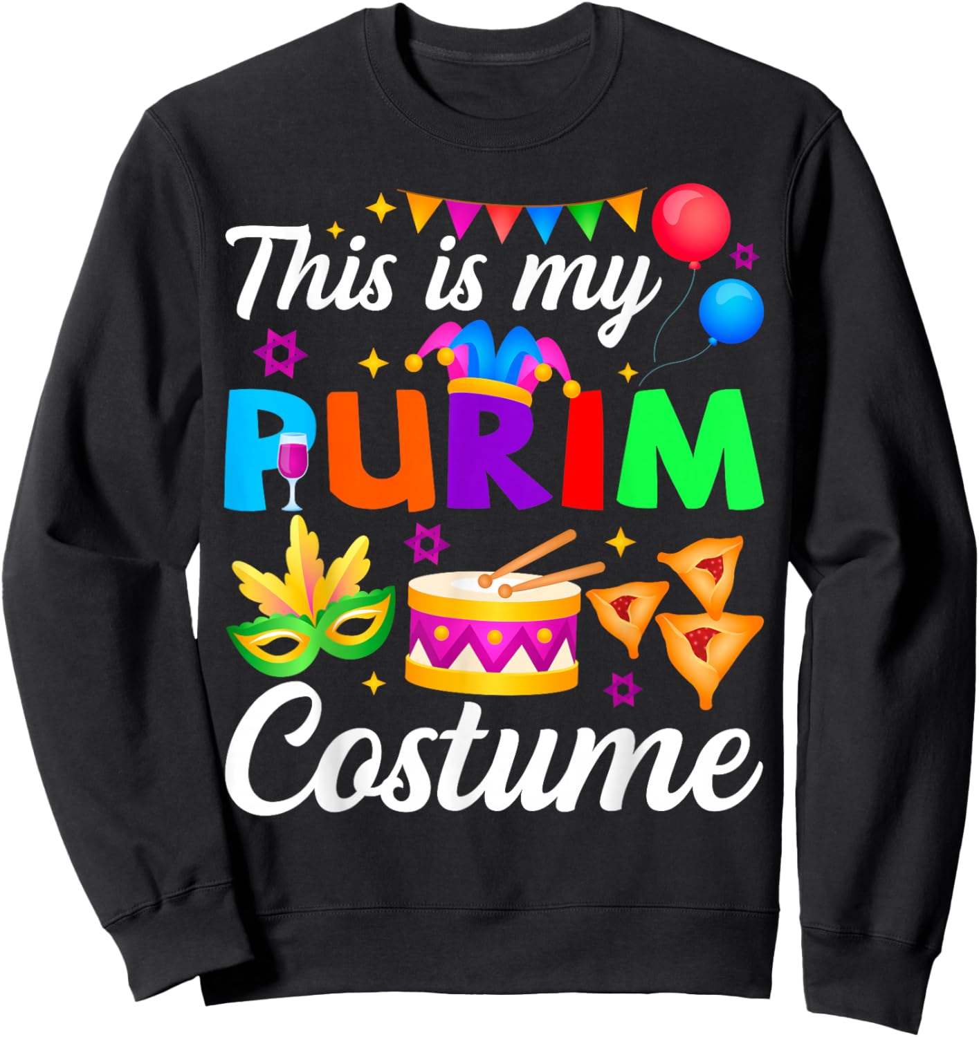 This is My Purim Costume Hamantash Hamantaschen Jewish PJS Sweatshirt - Sweatshirt | Black
