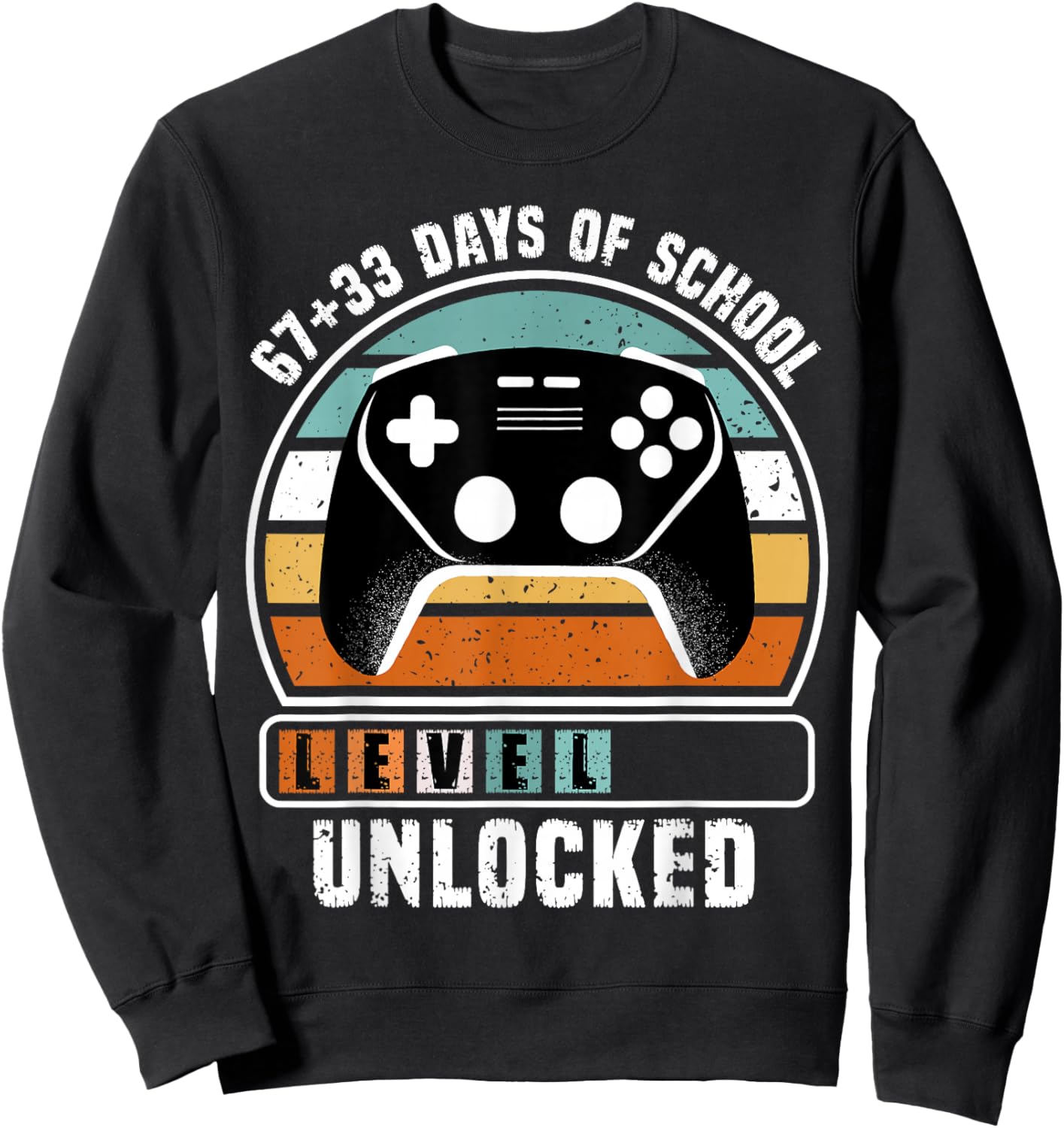Funny 100 Days of School 67+33 Level Unlocked Gamers Boys Sweatshirt - Sweatshirt | Black