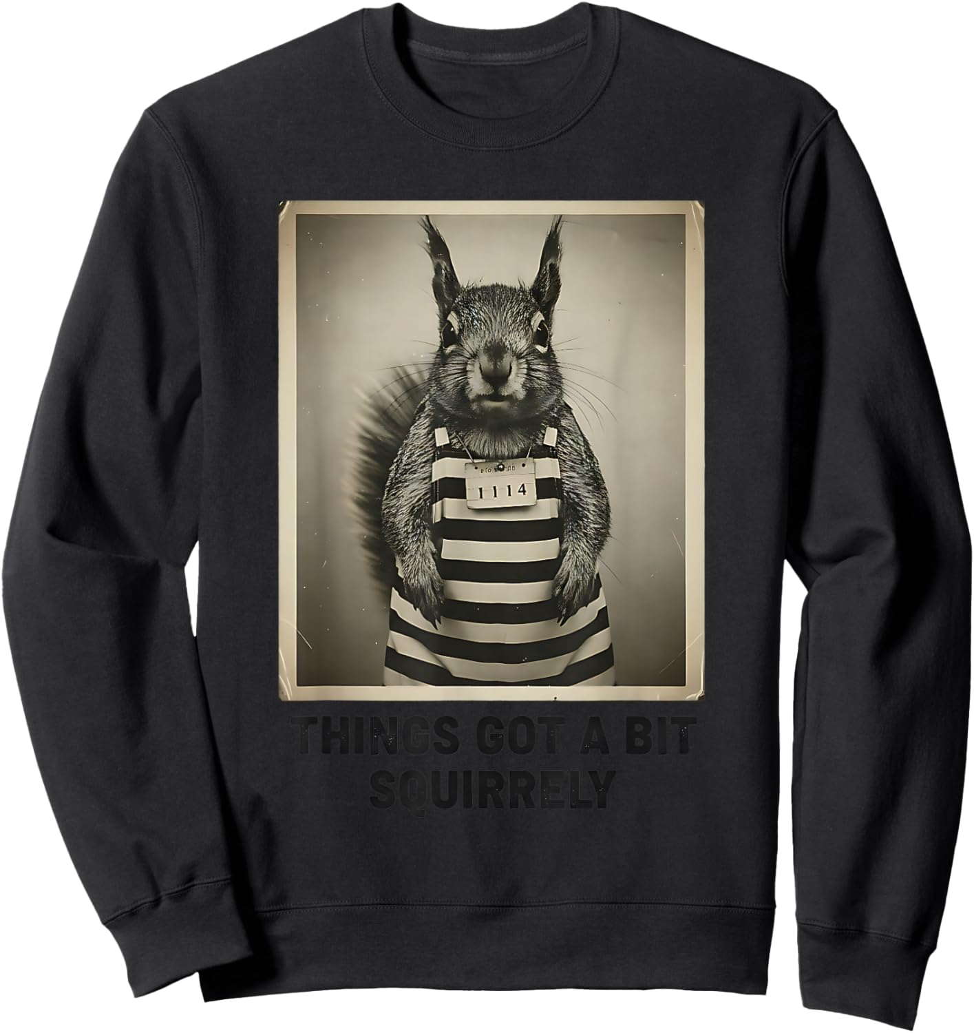 Funny Naughty Squirrel Things Got a Bit Squirrely Pun Humor Sweatshirt - Sweatshirt | Black