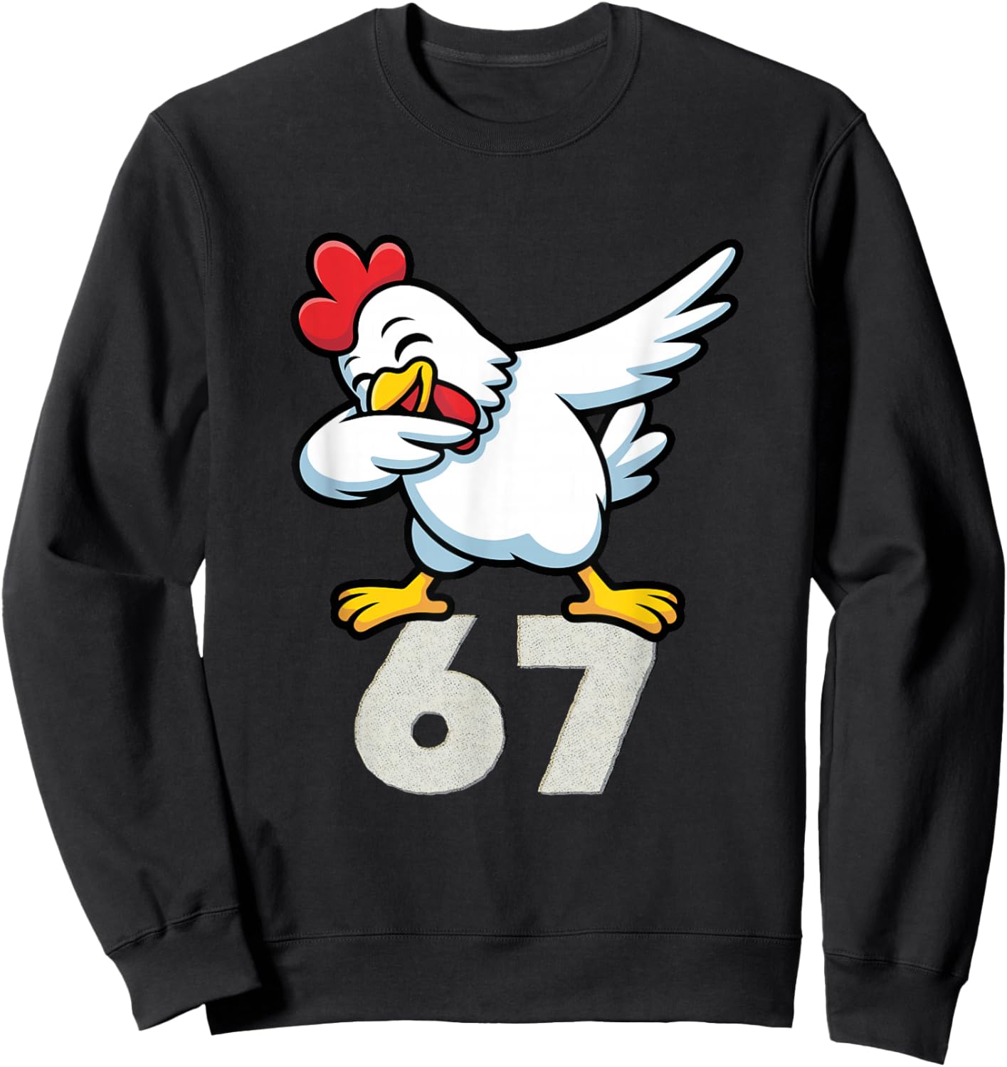 Funny Dabbing Chicken 6 7 Shirt – Kids 67 Farm Six Seven Sweatshirt - Sweatshirt | Black