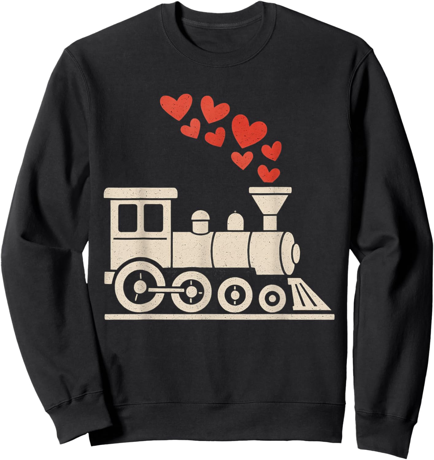 Kids Train Hearts Valentines Day Cute V Day Pajama Boys Kids Sweatshirt - Sweatshirt | Black