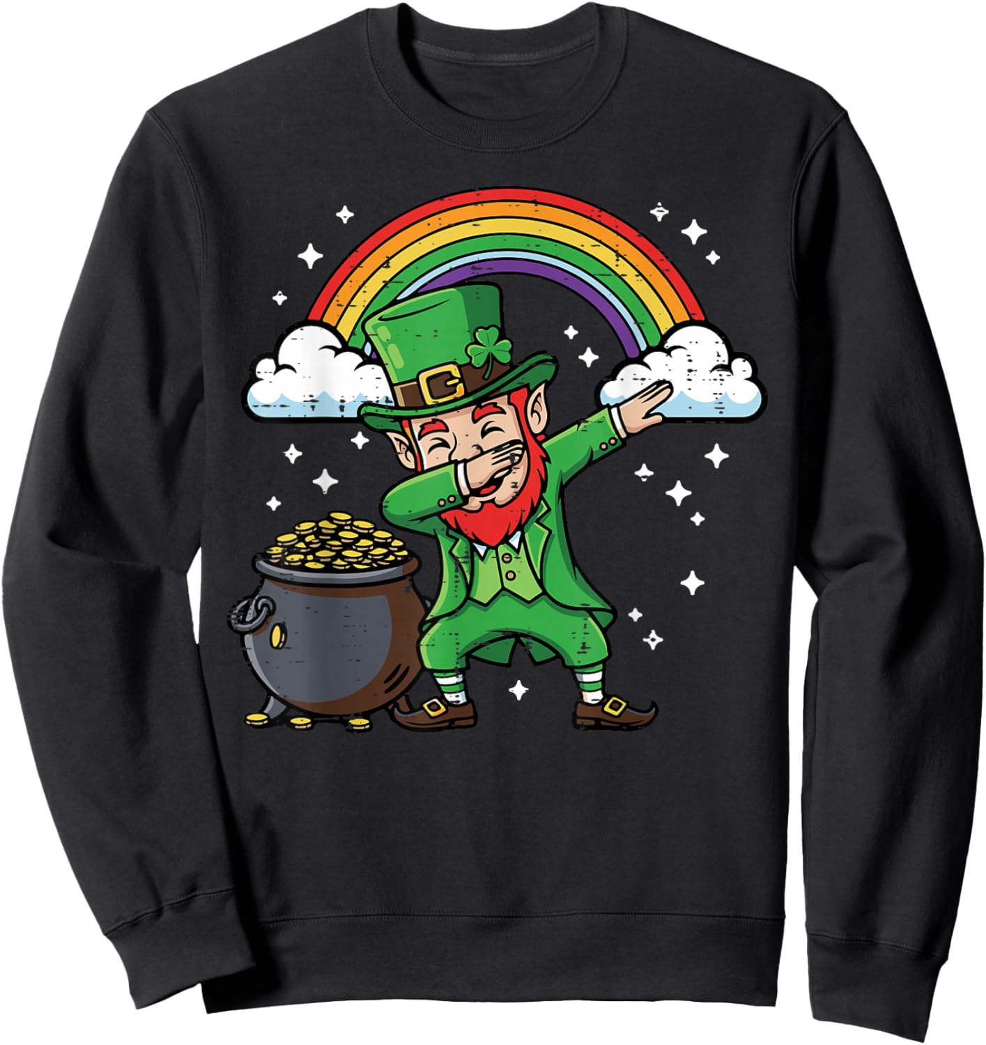 St Patricks Day Leprechaun Dab Saint Paddys Men Women Kids Sweatshirt - Sweatshirt | Black