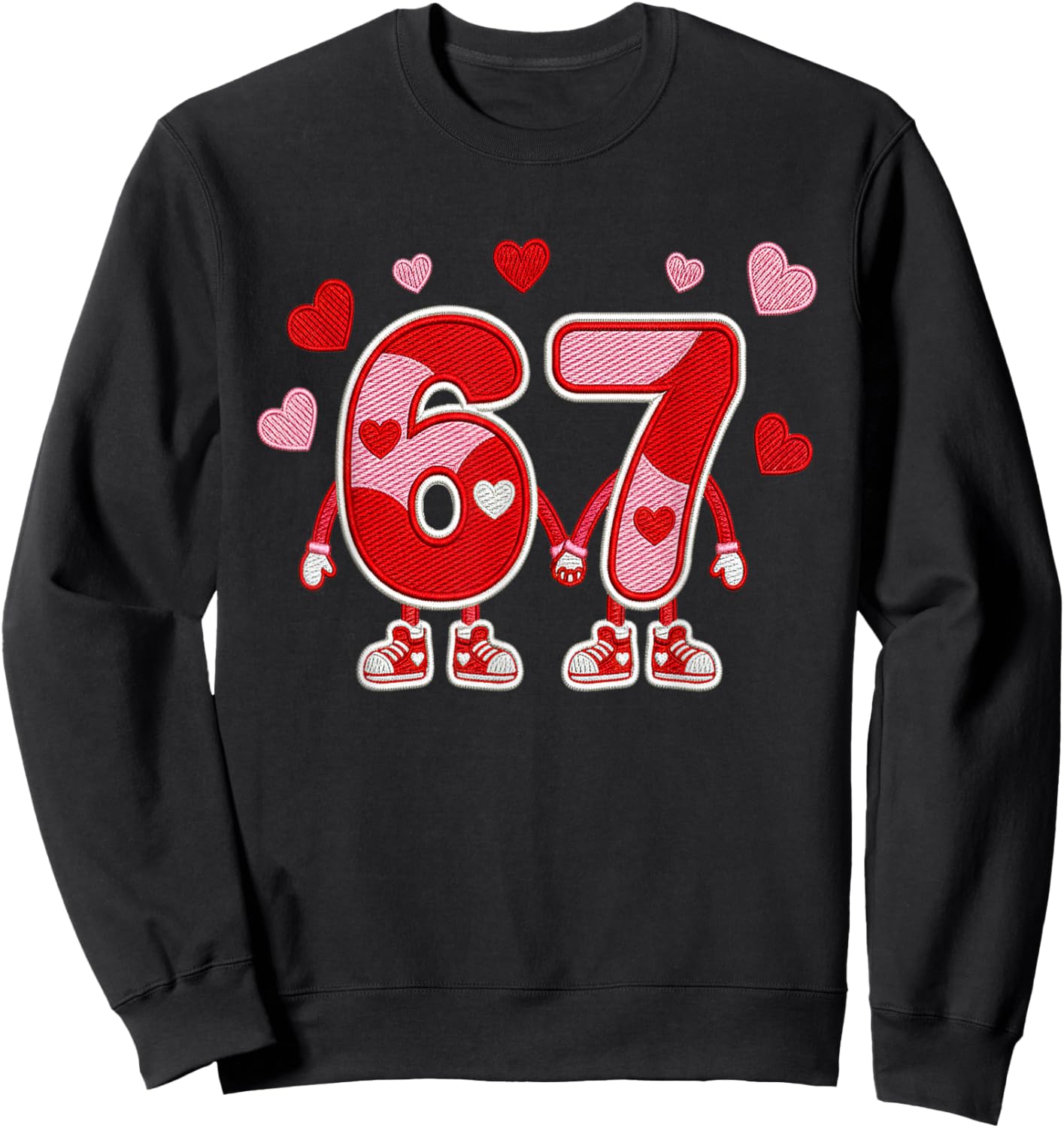 Valentine’s Day 67 Meme Six Seven 6 7 Valentine Heart Couple Sweatshirt - Sweatshirt | Black