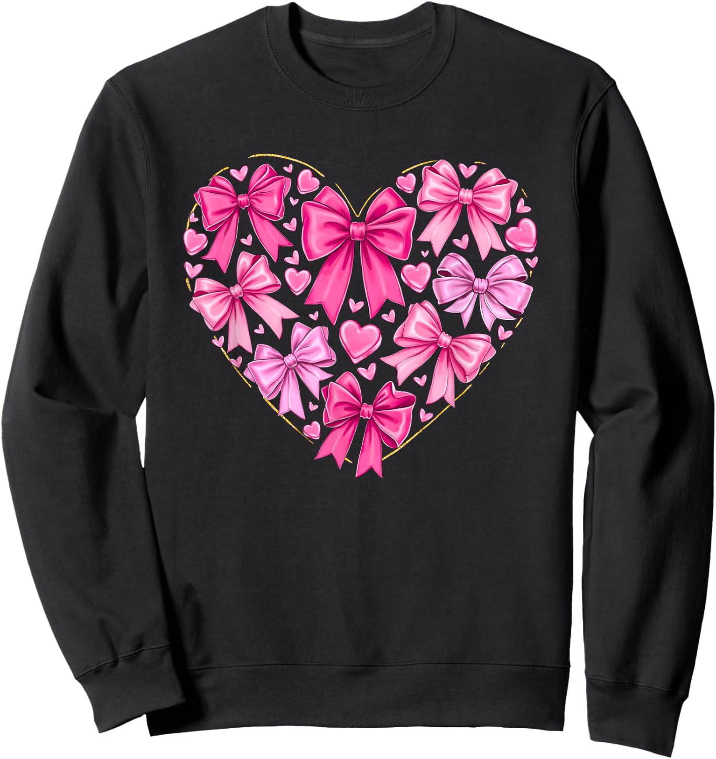 Coquette Bow Valentines Heart Bowknot Ribbon Women Girl Kid Sweatshirt - Sweatshirt | Black