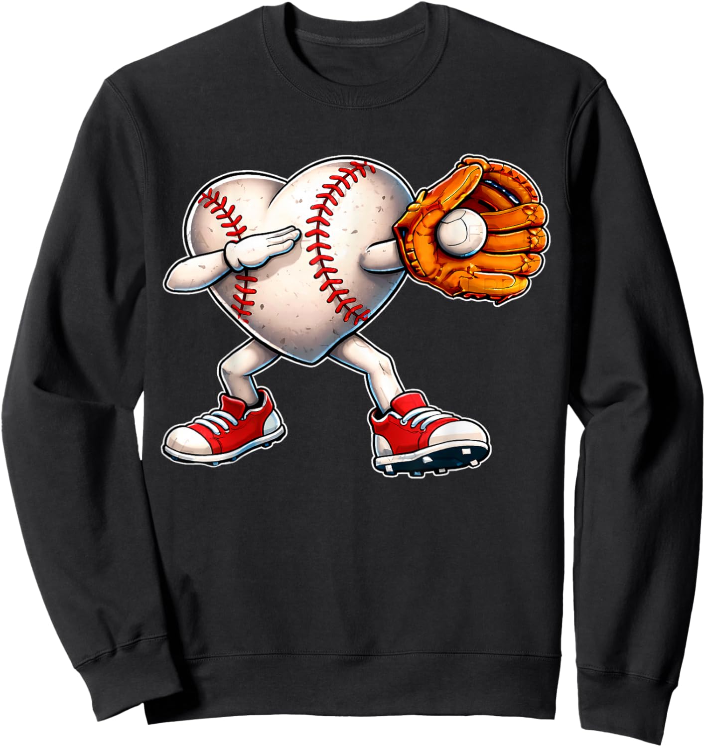 Valentine Baseball Heart Sport Love Valentines Day Boys Kids Sweatshirt - Sweatshirt | Black