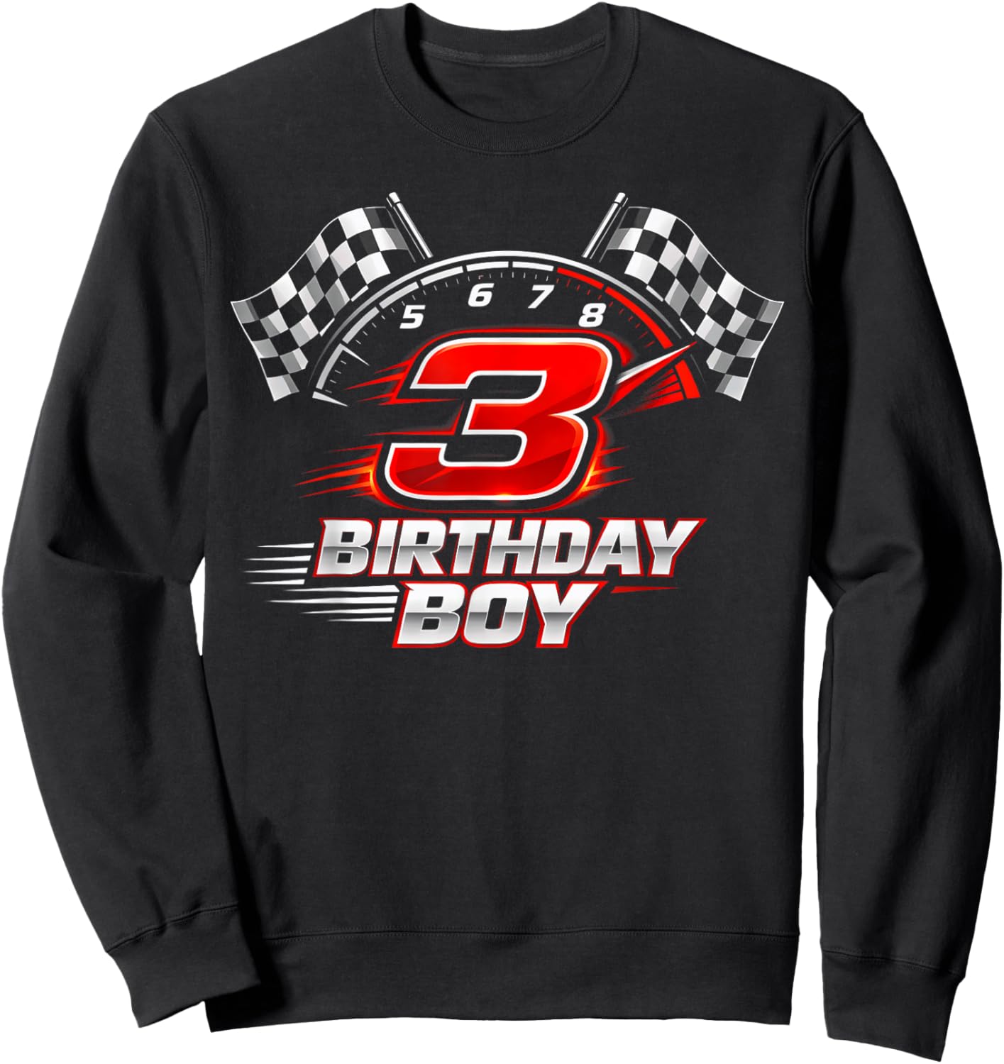 Race Car 3 Birthday Party Racing 3rd Bday Thee Year Old Boy Sweatshirt - Sweatshirt | Black
