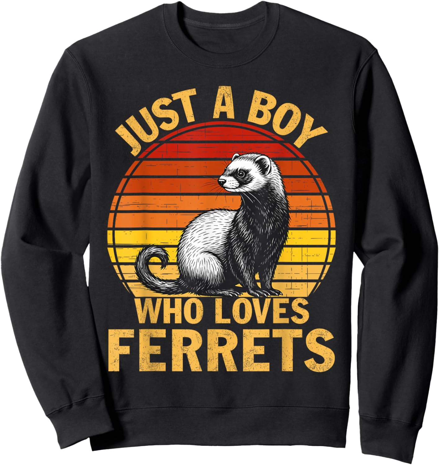 Retro Just A Boy Who Loves Ferrets Ferret Lover Sweatshirt - Sweatshirt | Black