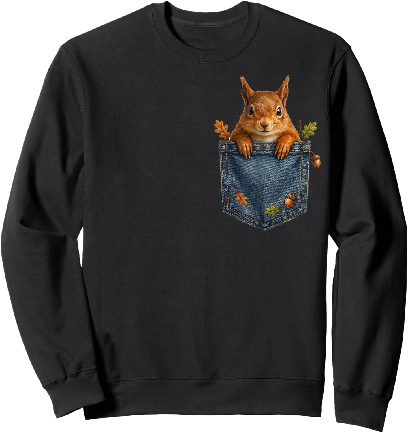 Funny Squirrel Lover Pjs Graphic Pocket Men Women Girl Boys Sweatshirt - Sweatshirt | Black