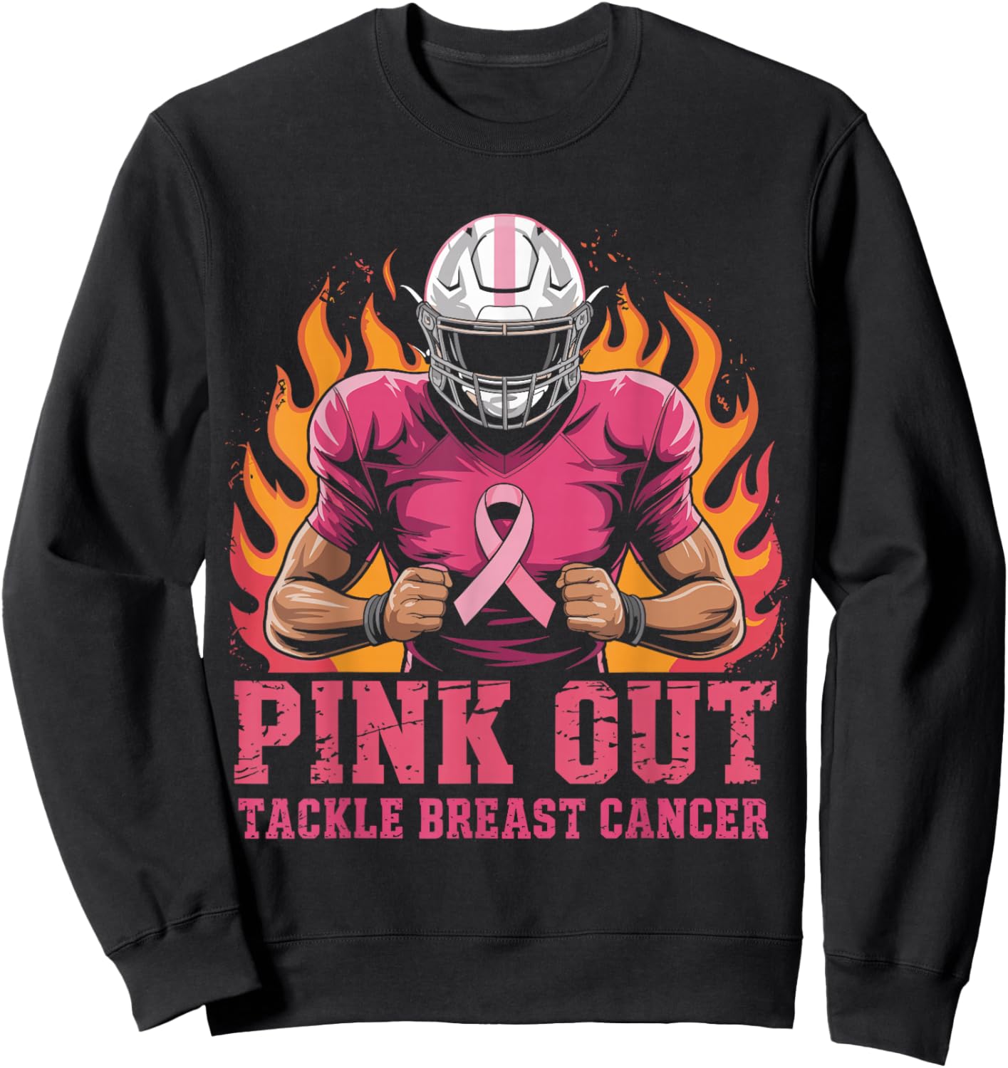 Pink Out Tackle Breast Cancer Awareness American Football Sweatshirt - Sweatshirt | Black
