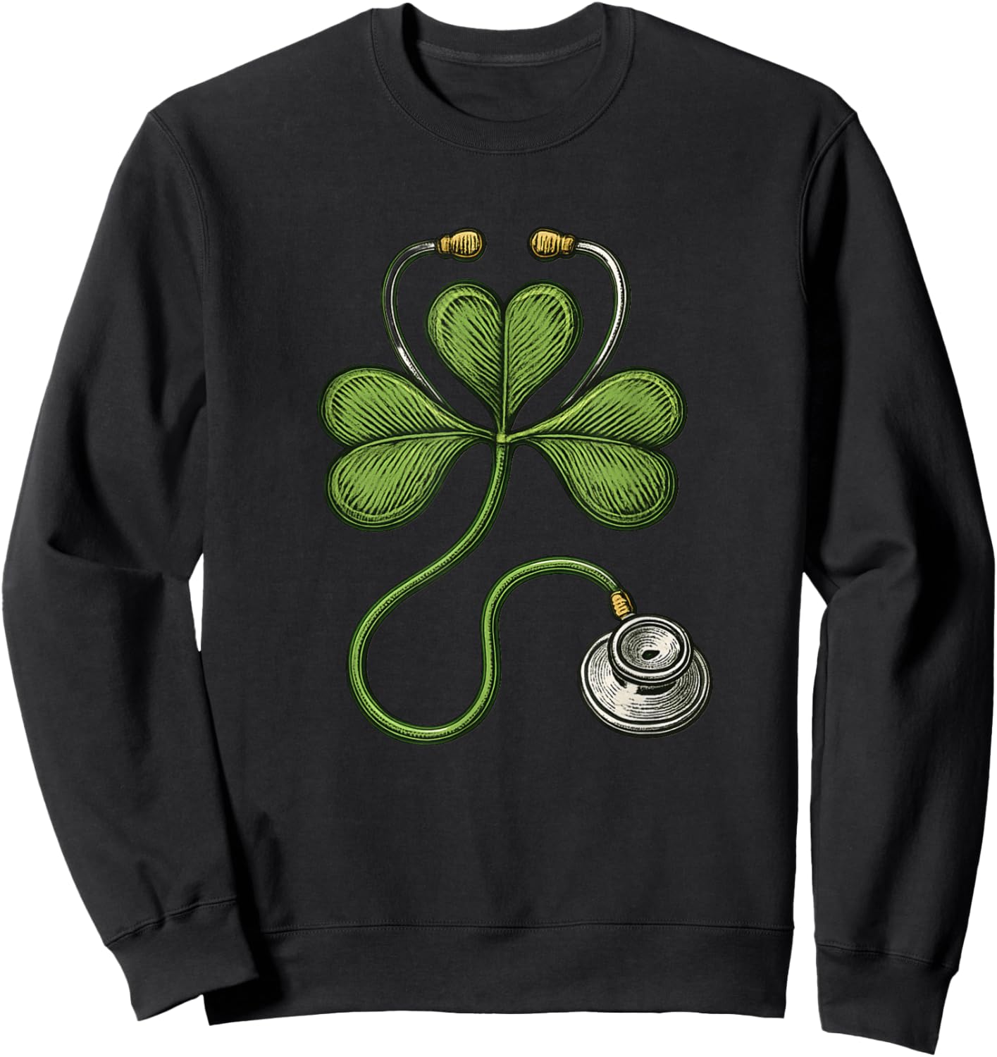 One Lucky Doctor Nurse St Patricks Day Stethoscope Shamrock Sweatshirt - Sweatshirt | Black