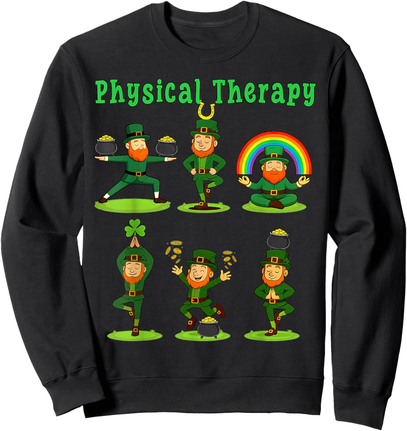 Leprechaun Physical Therapy St Patrick's Day PTA Therapist Sweatshirt - Sweatshirt | Black