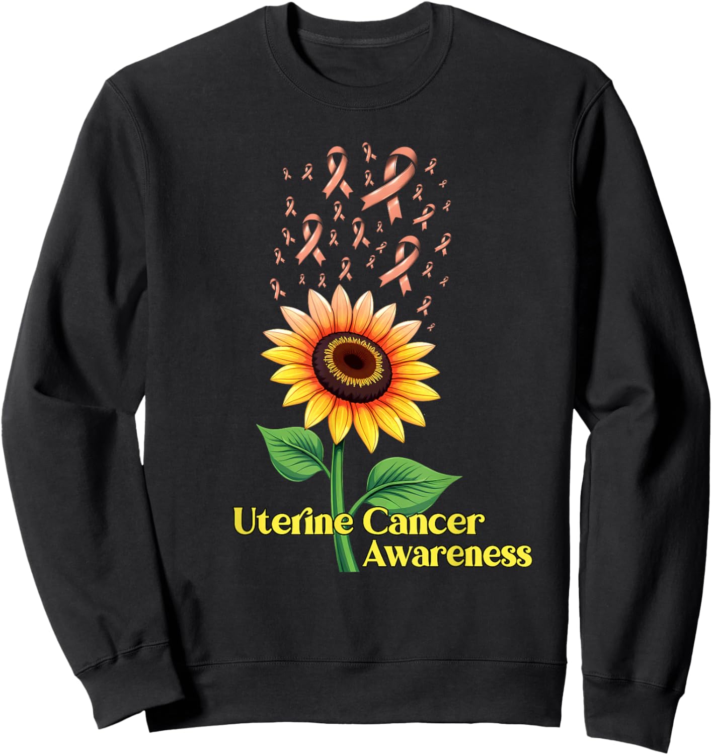 Uterine Cancer Awareness Sunflower Sweatshirt - Sweatshirt | Black