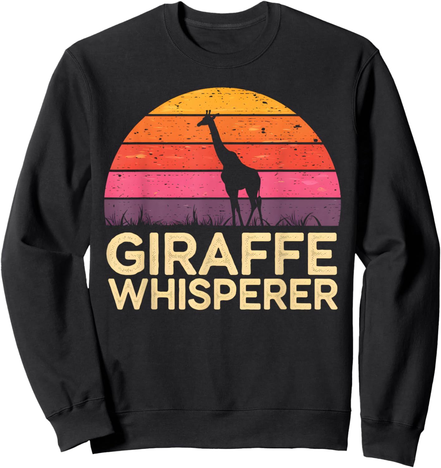 Giraffe Whisperer Retro Vintage Giraffe Lover Sweatshirt - Sweatshirt | Black