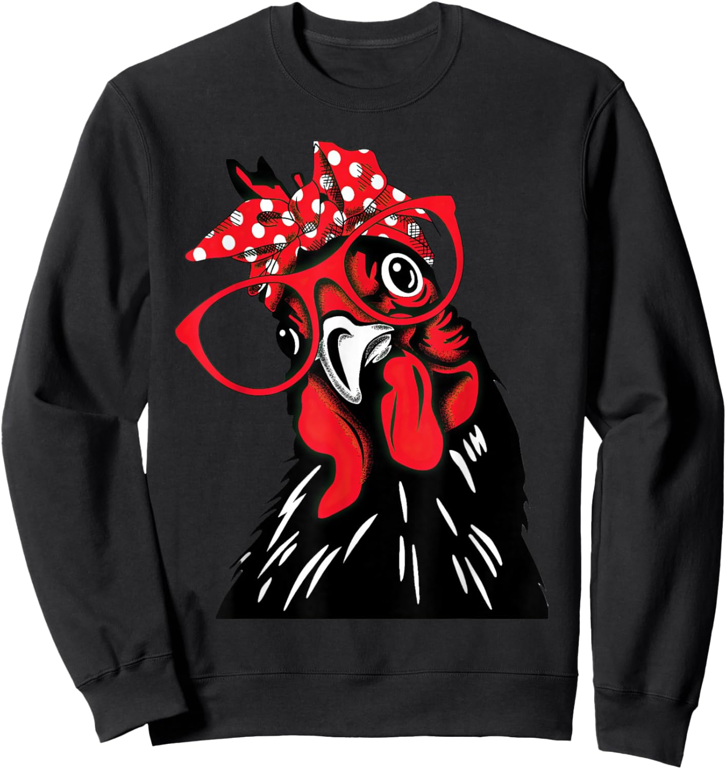 Funny Retro Chicken with Glasses Bandana Country Humor Sweatshirt - Sweatshirt | Black