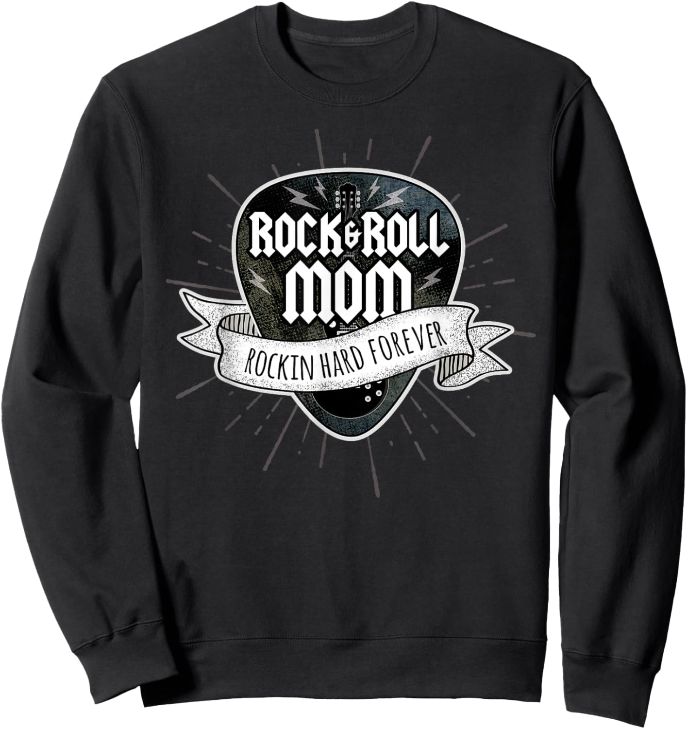 Rock and Roll Mom Sunburst Guitar Pick Logo Sweatshirt - Sweatshirt | Black