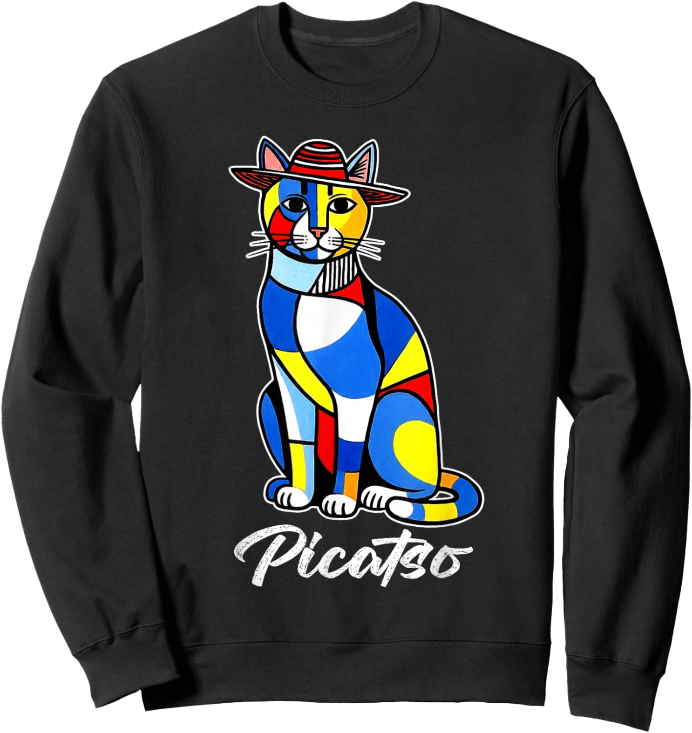 Funny Cat Design Picatso Sweatshirt - Sweatshirt | Black