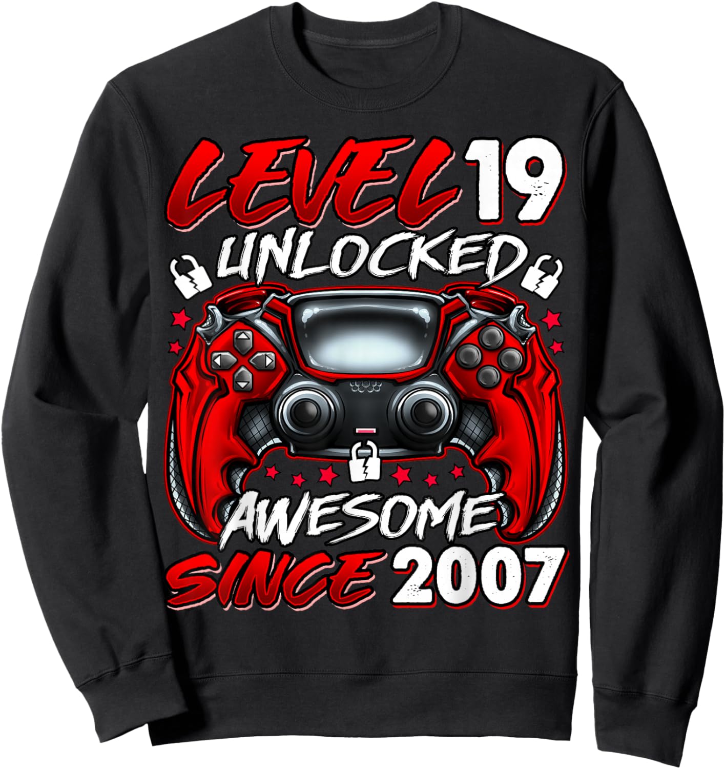 Level 19 Unlocked 19 Year Old Gifts Boys 19th Birthday Boy Sweatshirt - Sweatshirt | Black