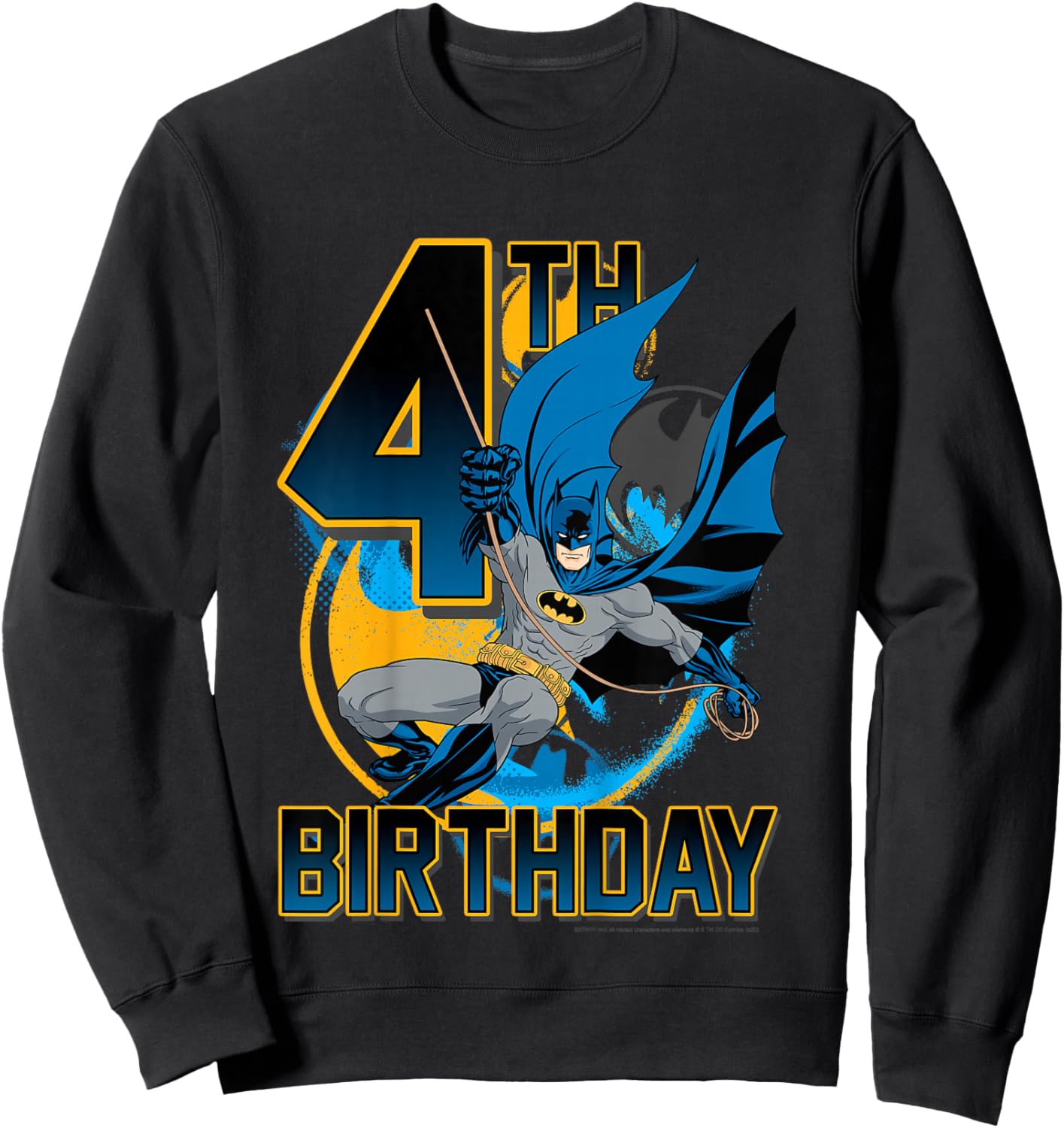 Kids DC Comics Batman 4th Birthday Bat Swing Action Poster Sweatshirt - Sweatshirt | Black